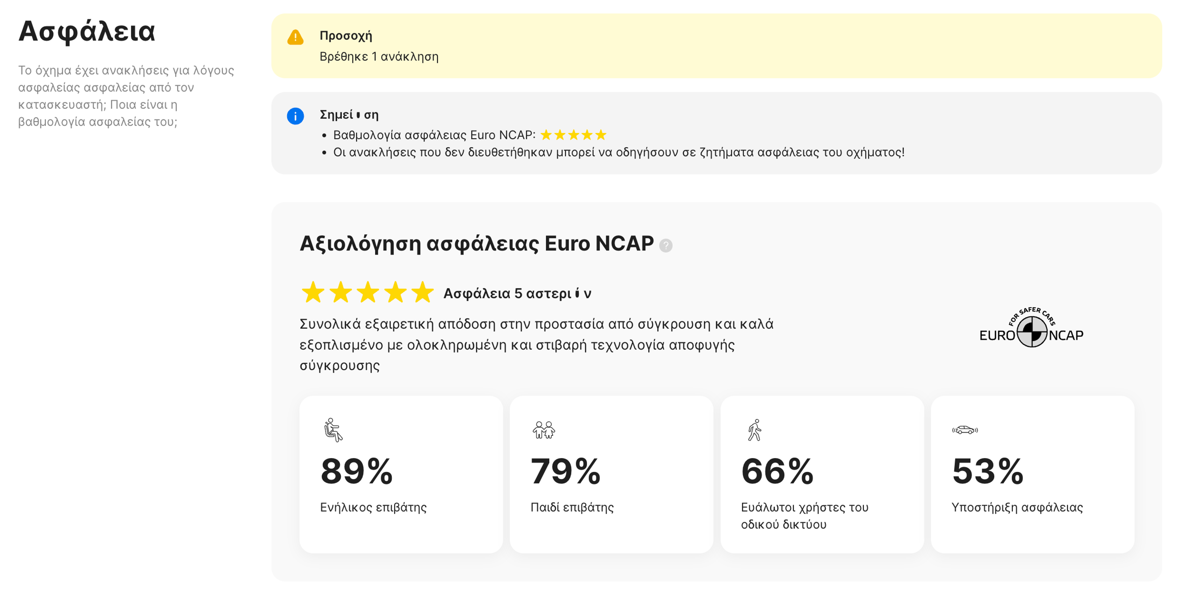 Ανάκληση περιγραφής στην αναφορά carVertical
