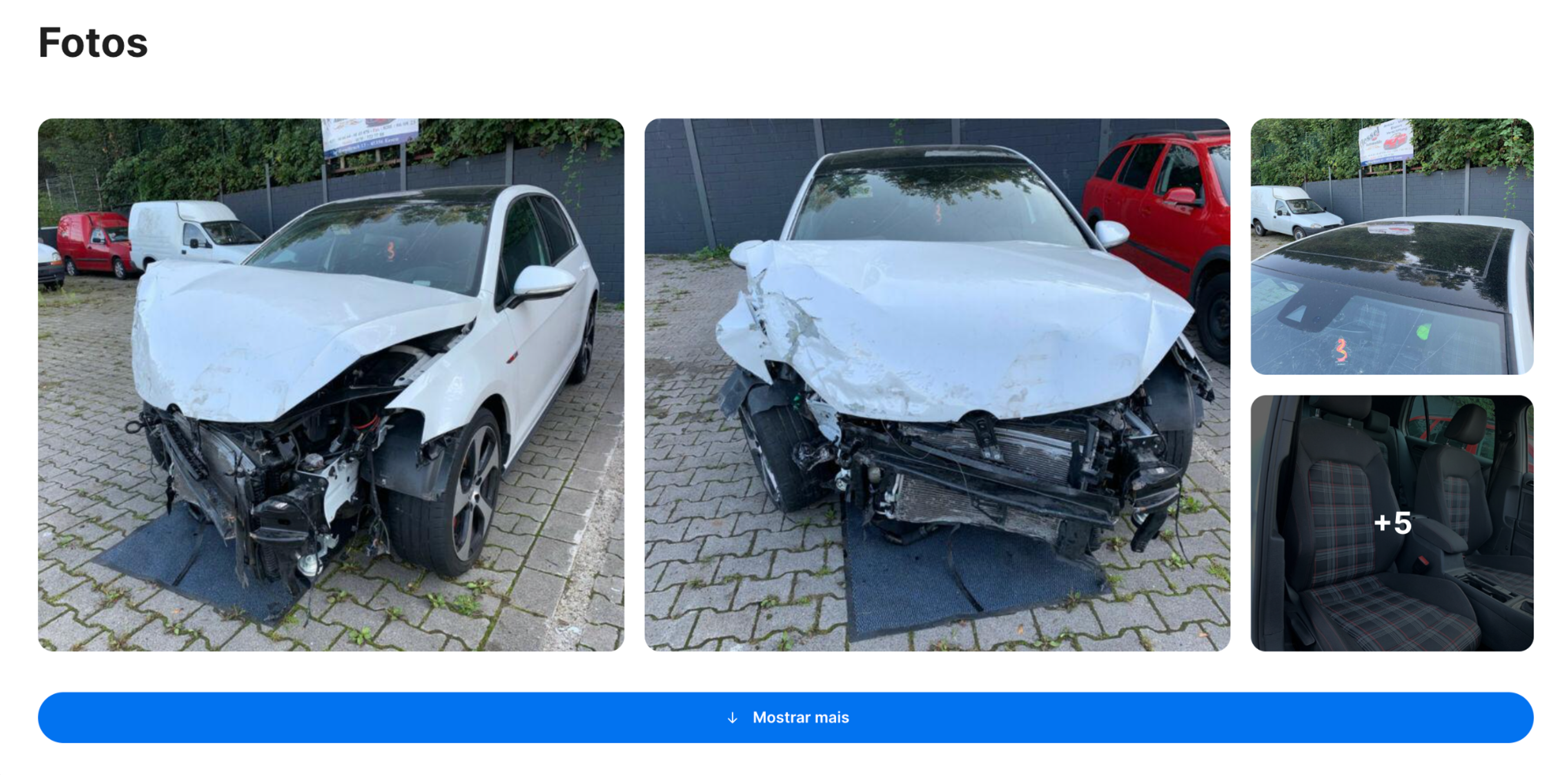 Fotos de danos visíveis
