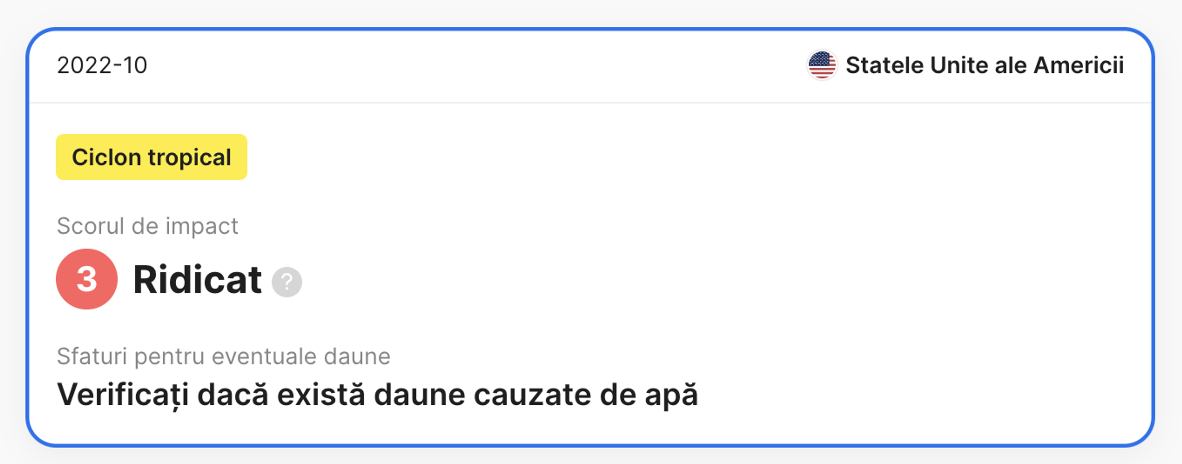 informații despre dezastre detectate în raportul carVertical