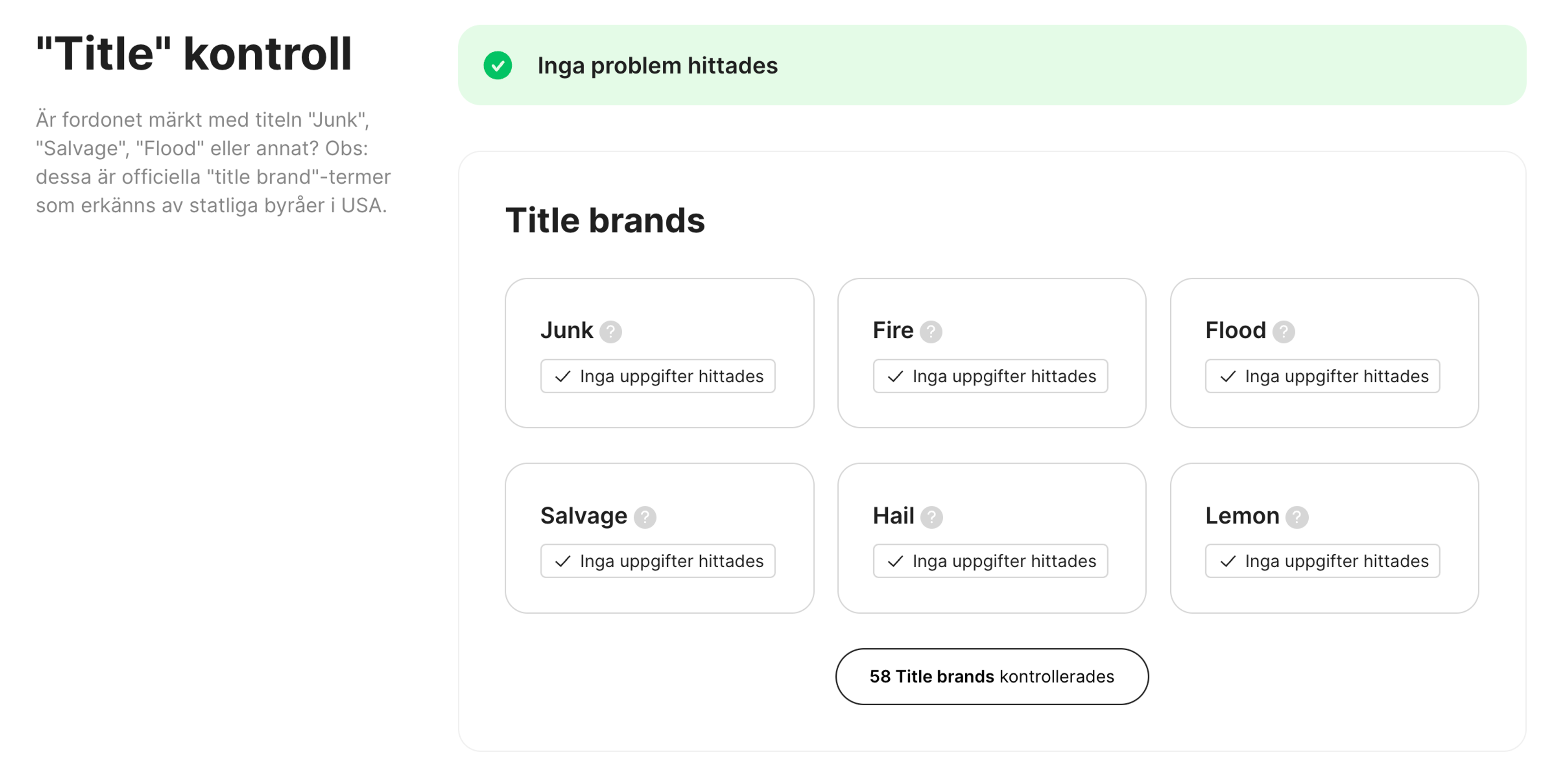 titelkontroll i en carVertical-rapport