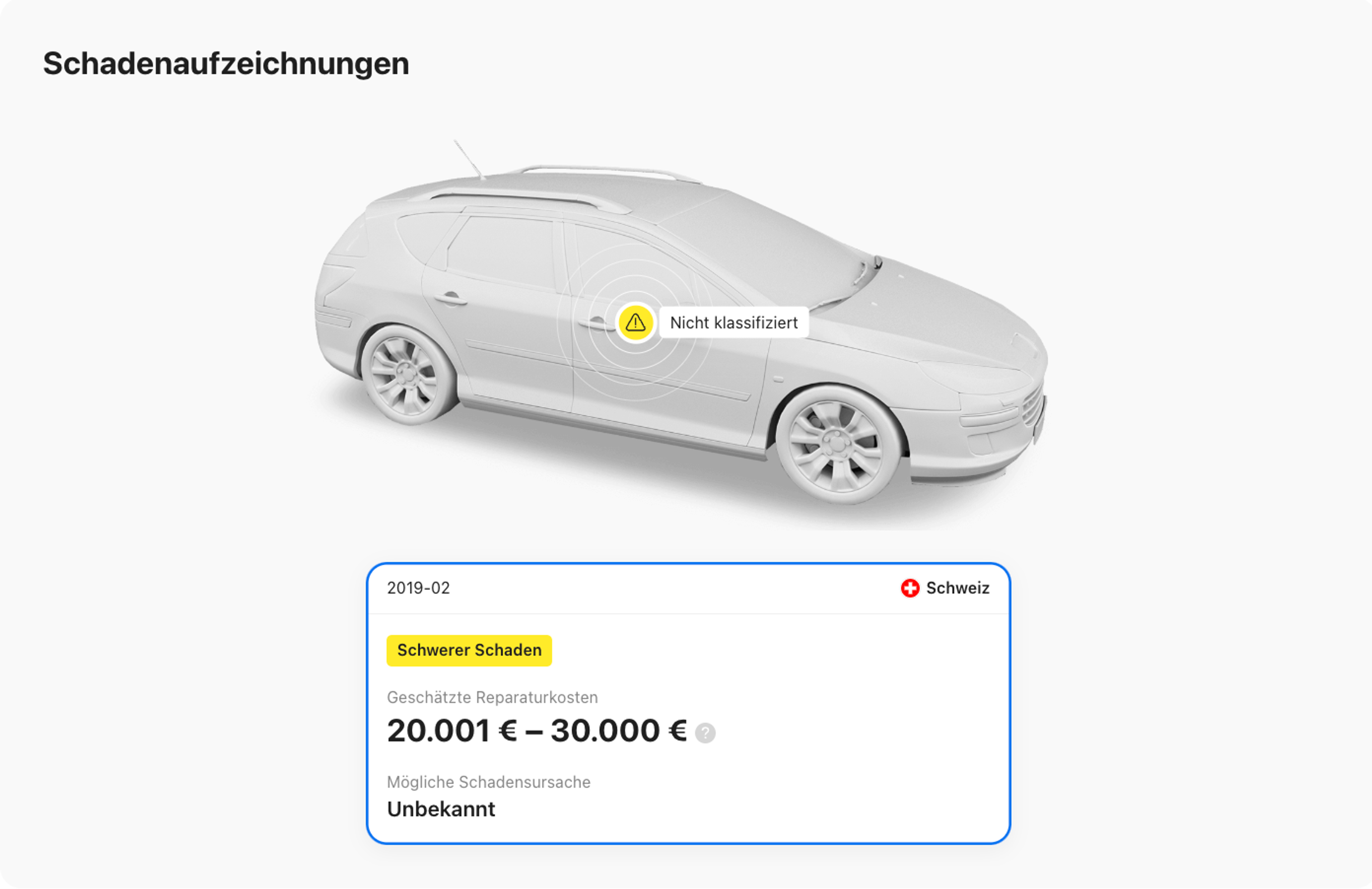 Beispiel eines Schadensprotokolls im carVertical-Bericht