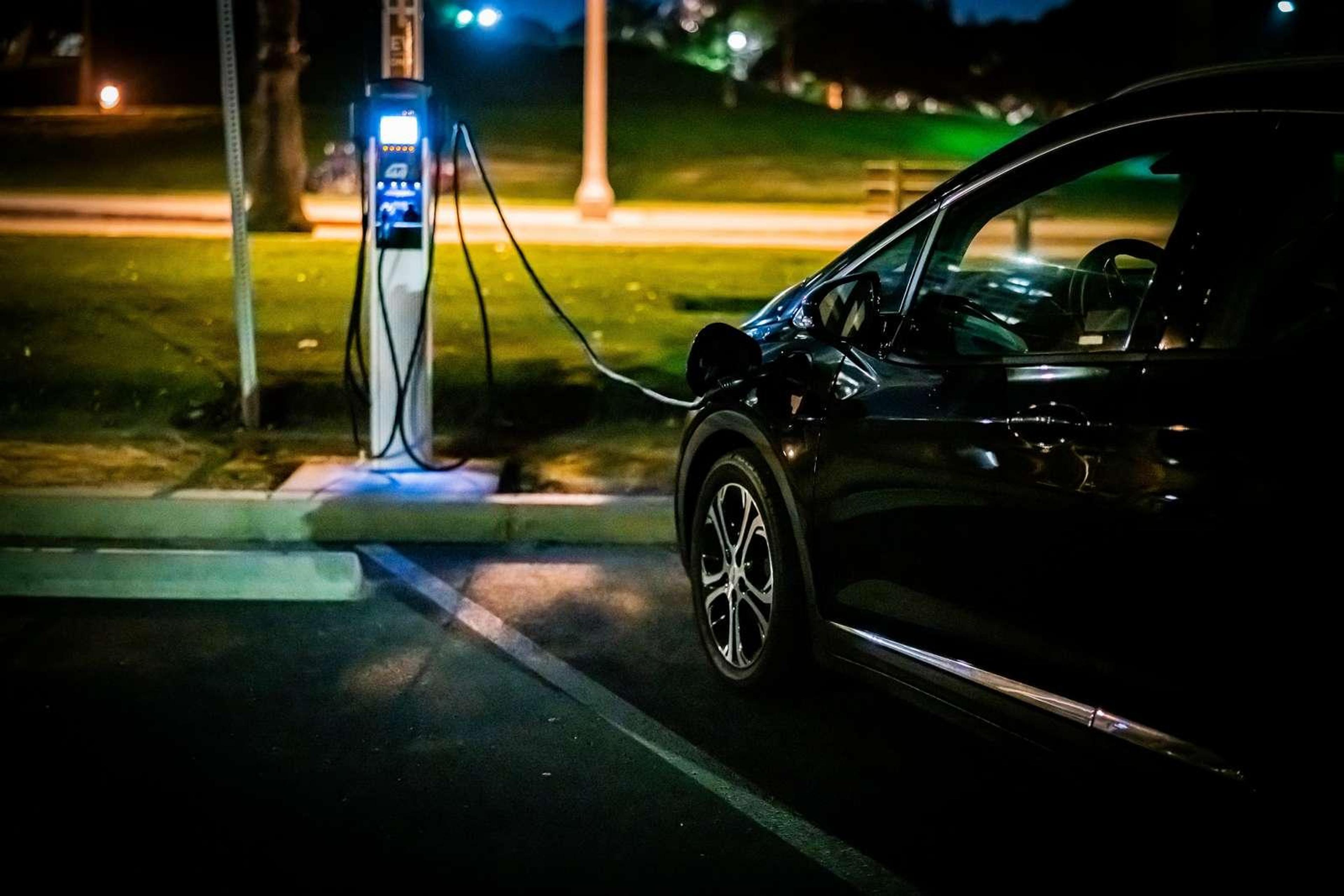 EV Charging station at night