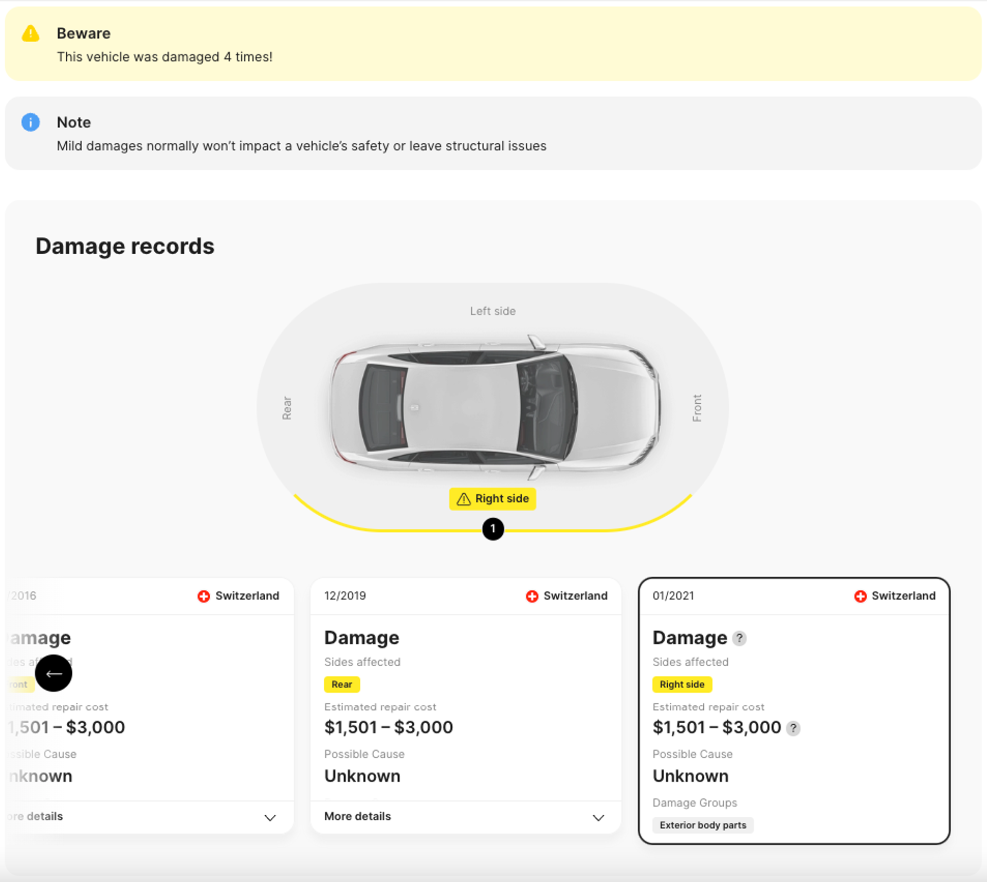 Car damage report