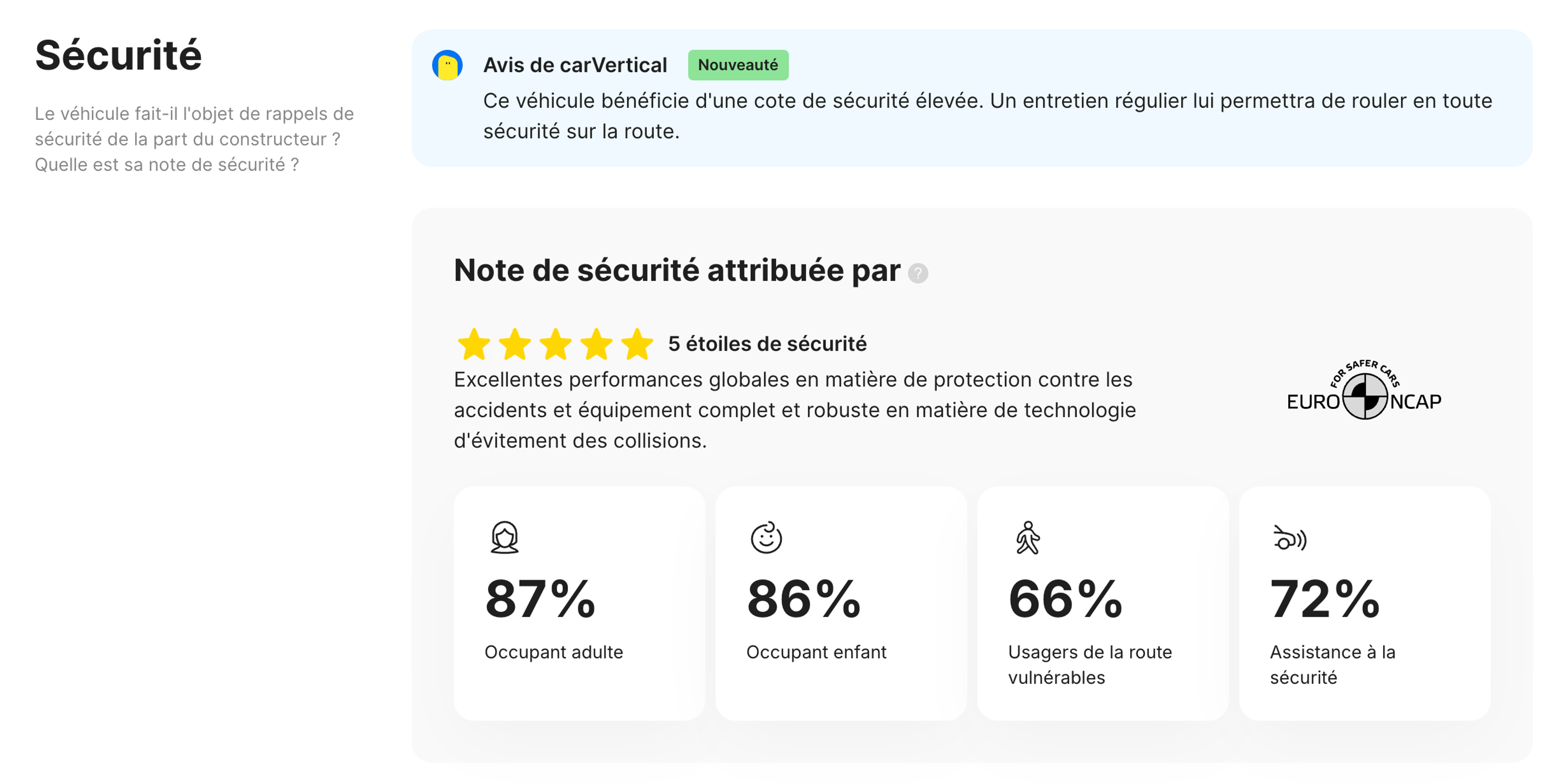 Section sécurité dans le rapport