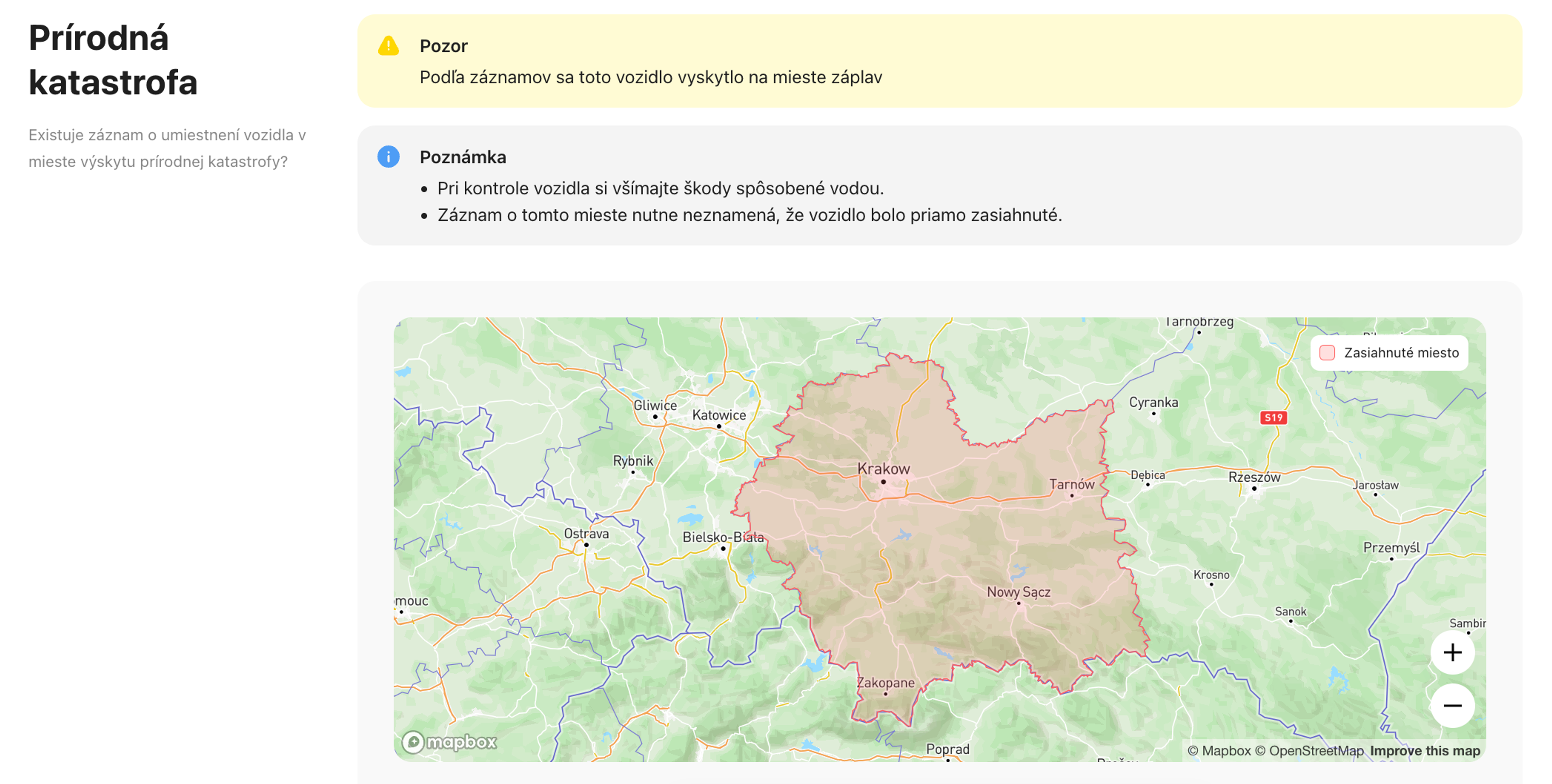 V správe o histórii vozidla carVertical sa našiel záznam o záplavách