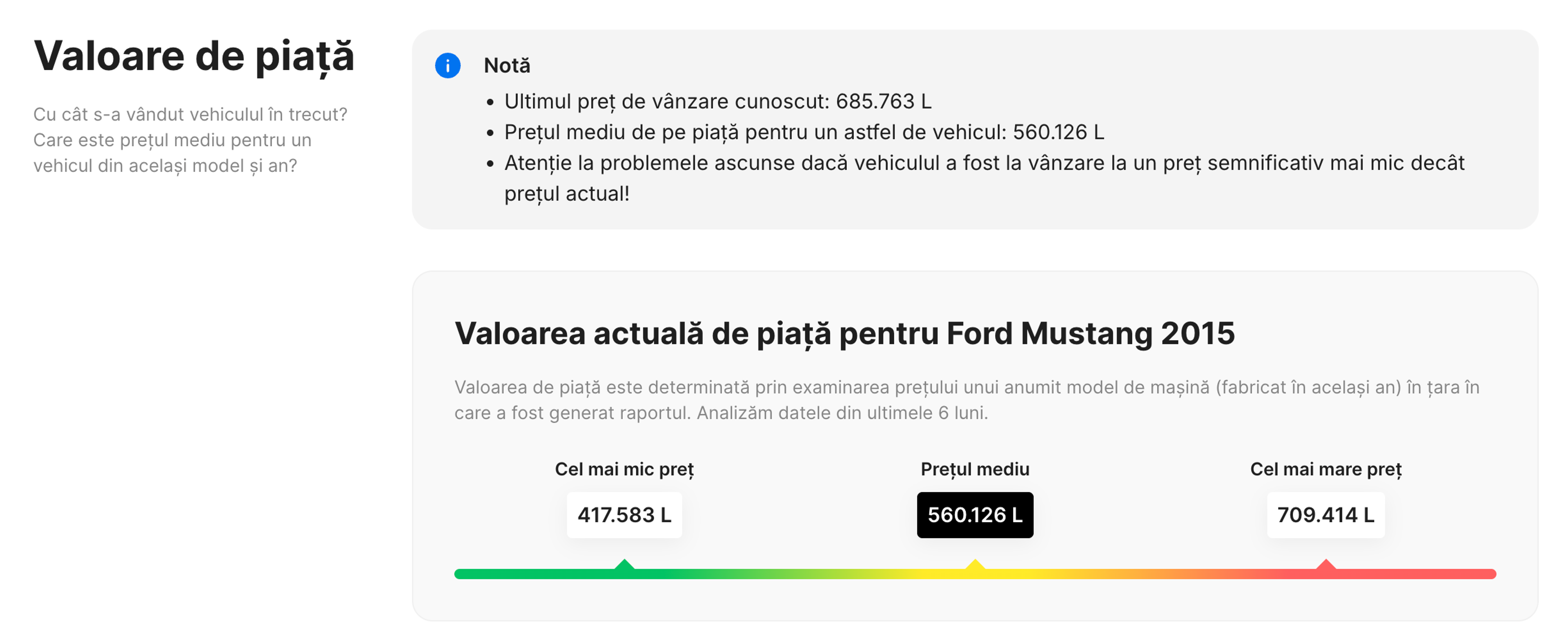 Valoarea de piață estimată a unui vehicul în raport carVertical