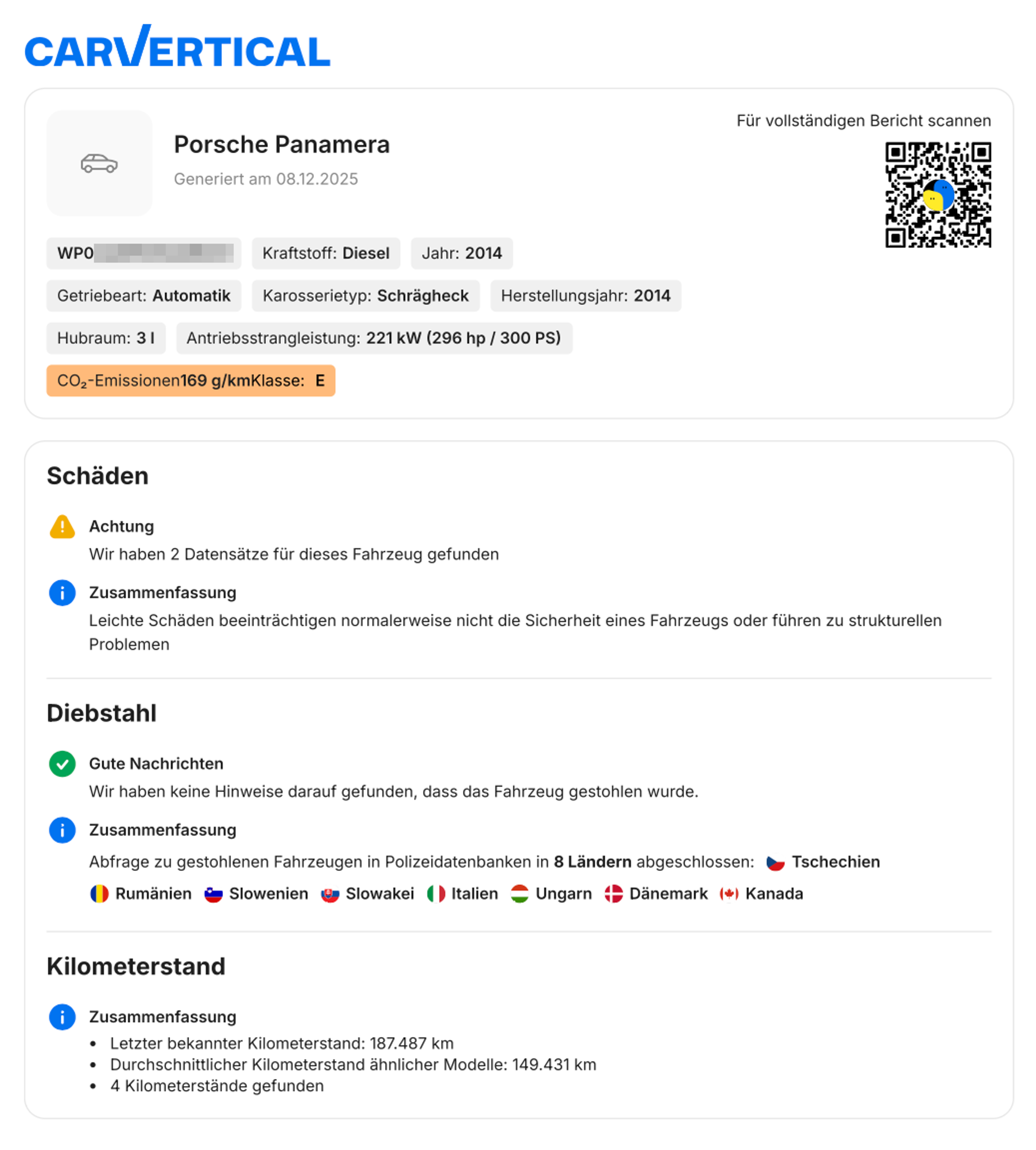Fahrzeugdaten im PDF-One-Pager
