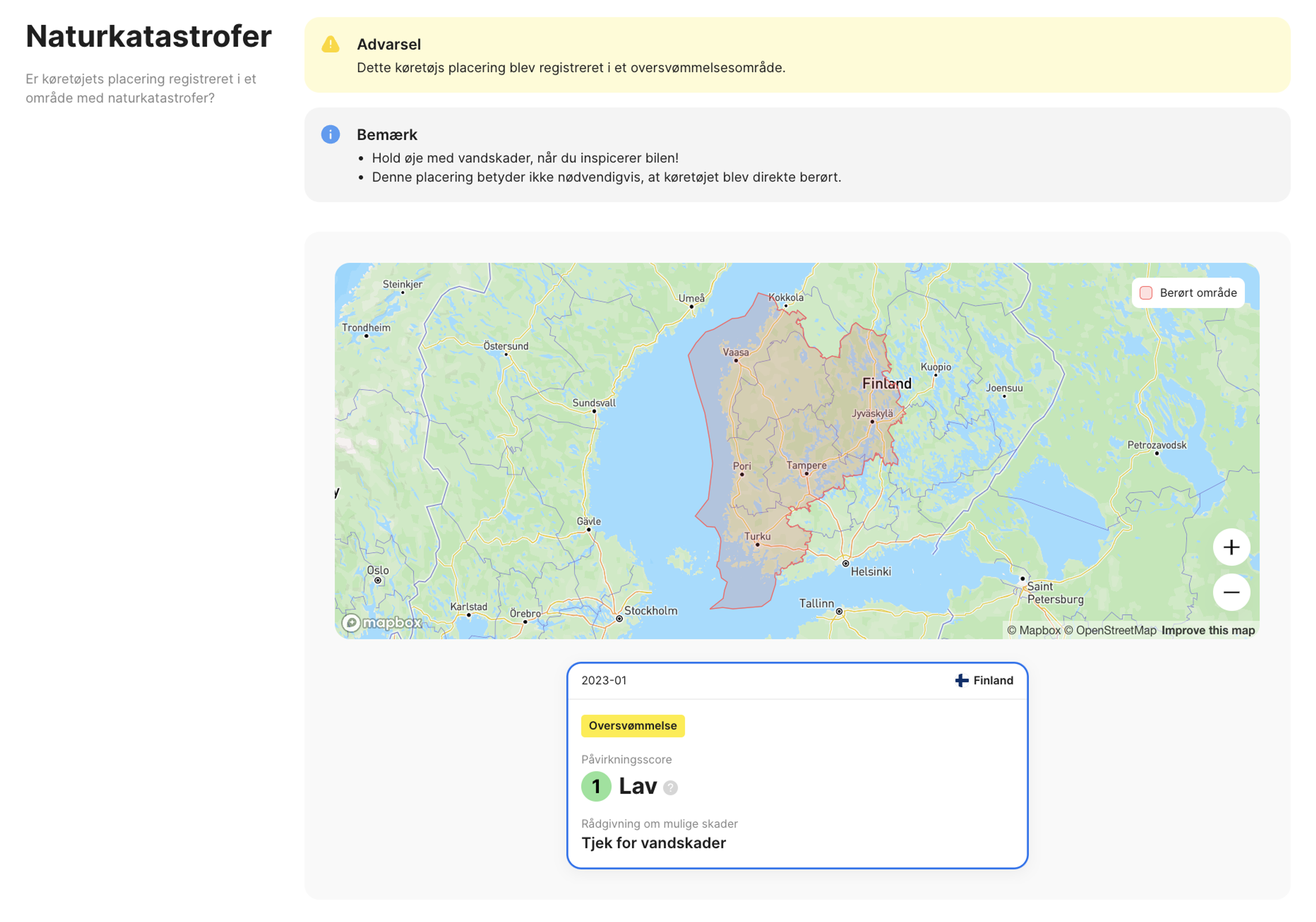 naturkatastrofesektion i "carVertical"-rapporten