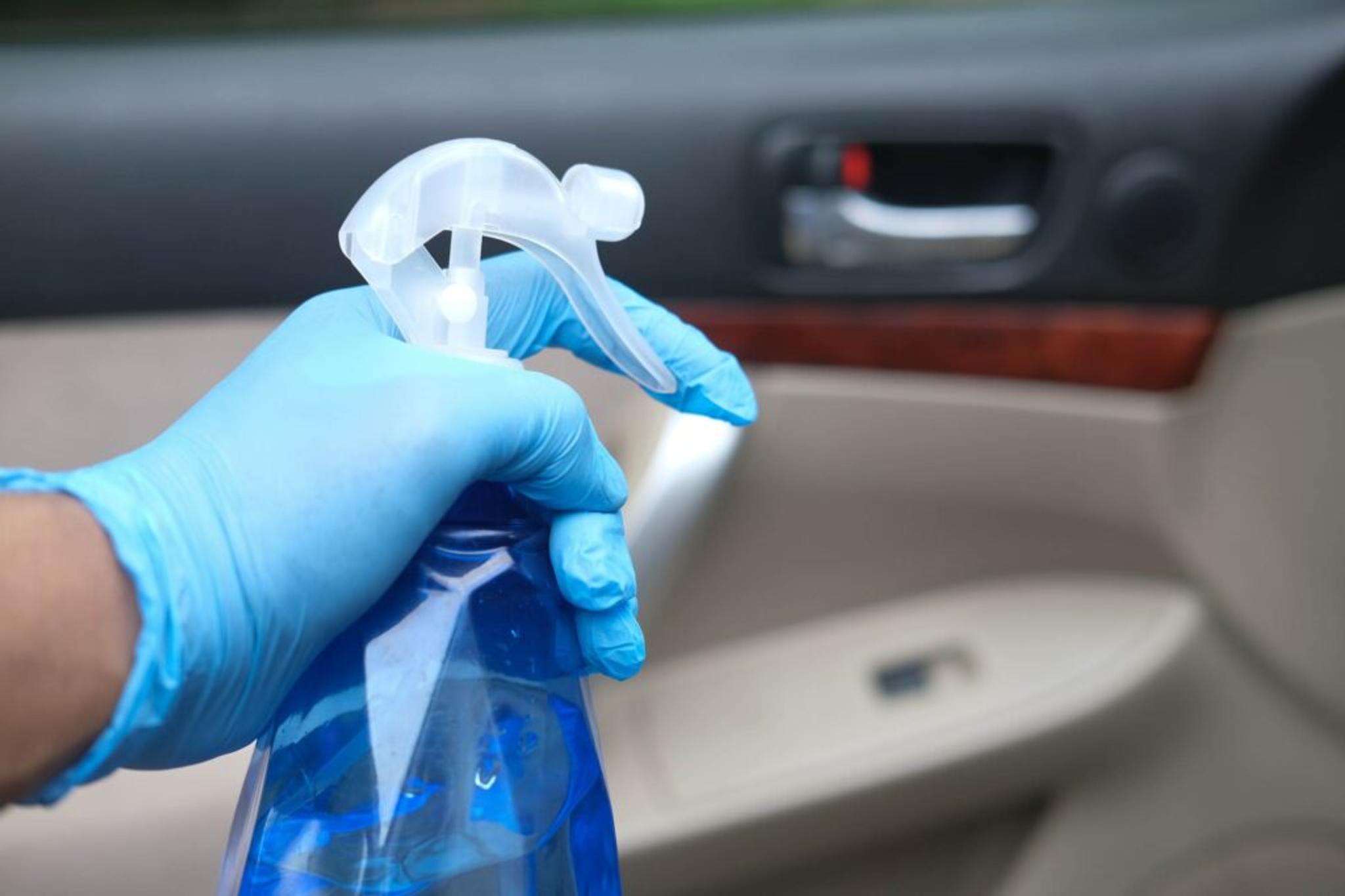 Cleaning car interior and detailing a door panel