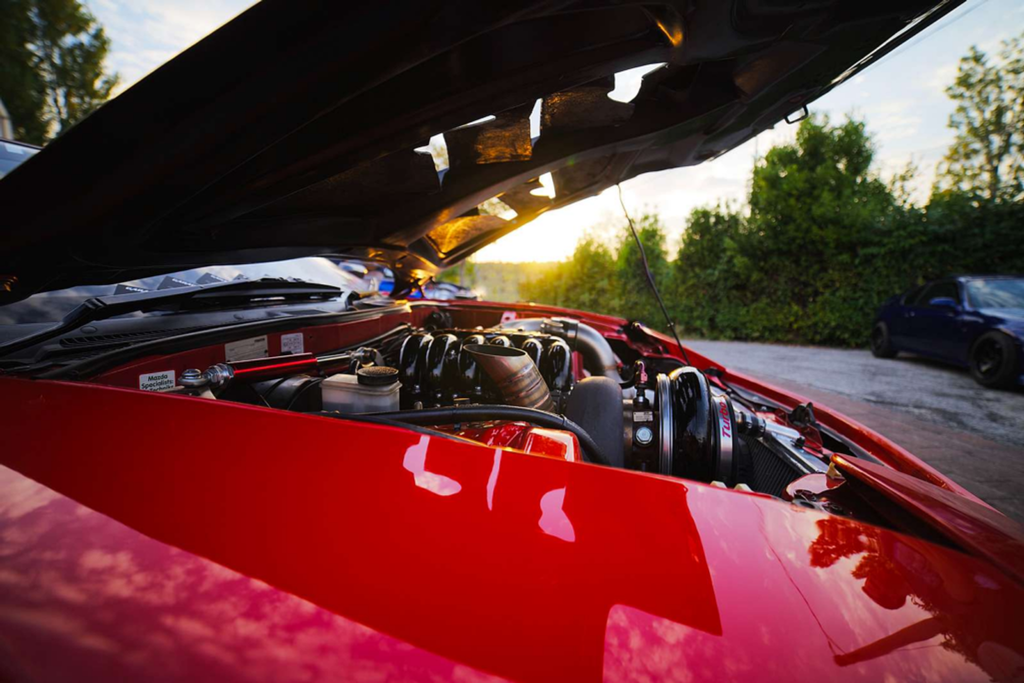 Engine of a car hood opened