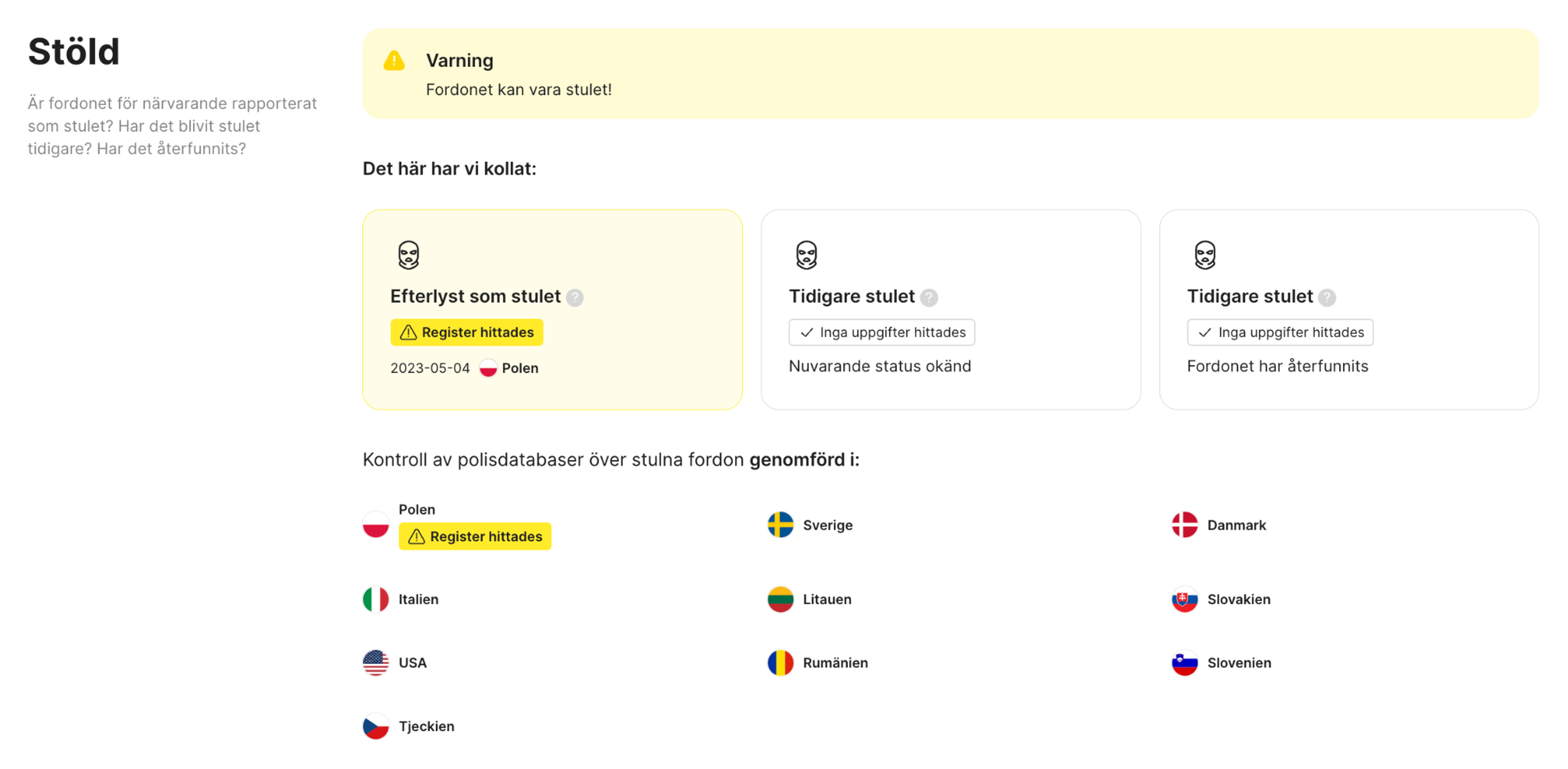 bilstöld sökes just nu