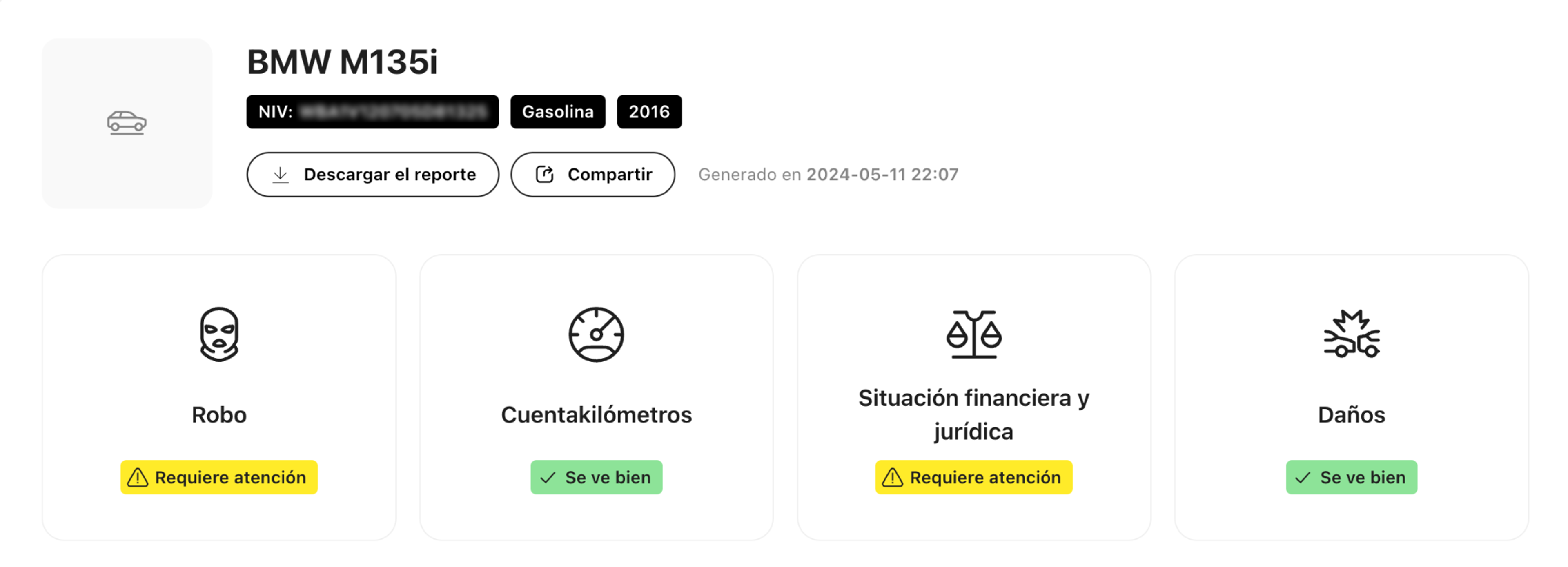 Registro de roubo detectado durante verificação do histórico do veículo