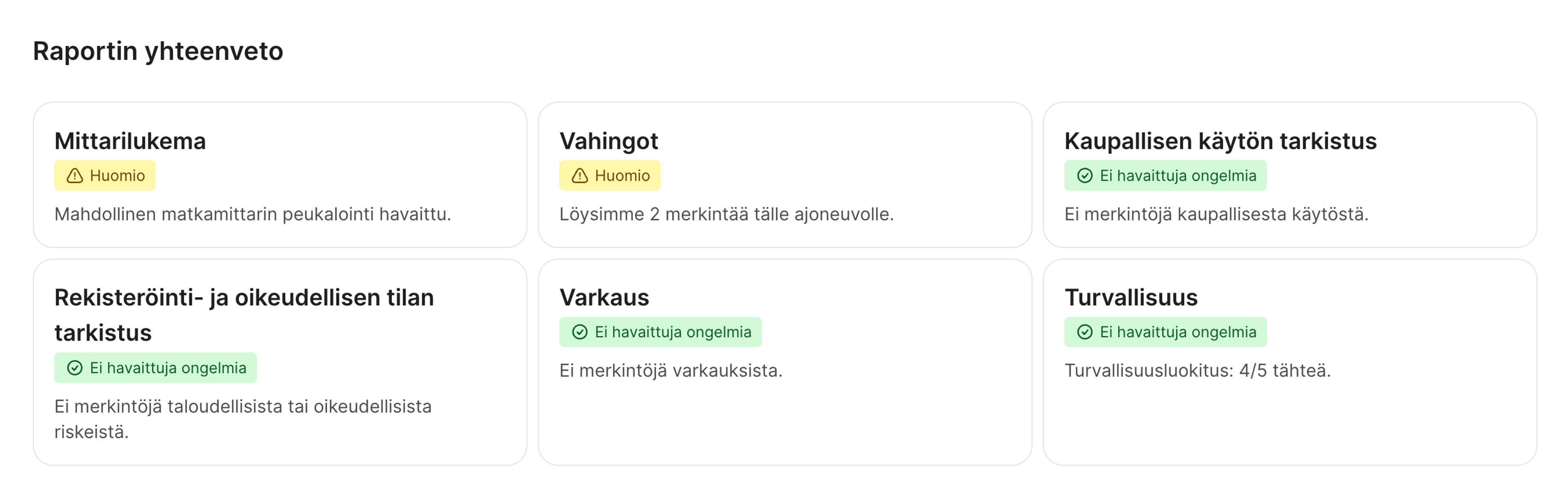 Historiaraportin ominaisuuksia