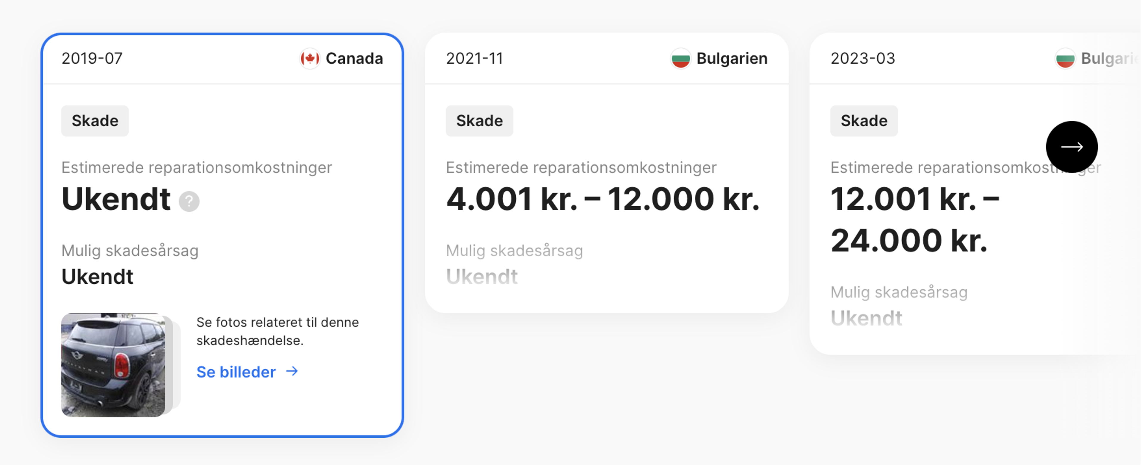Skader, der matcher billeder