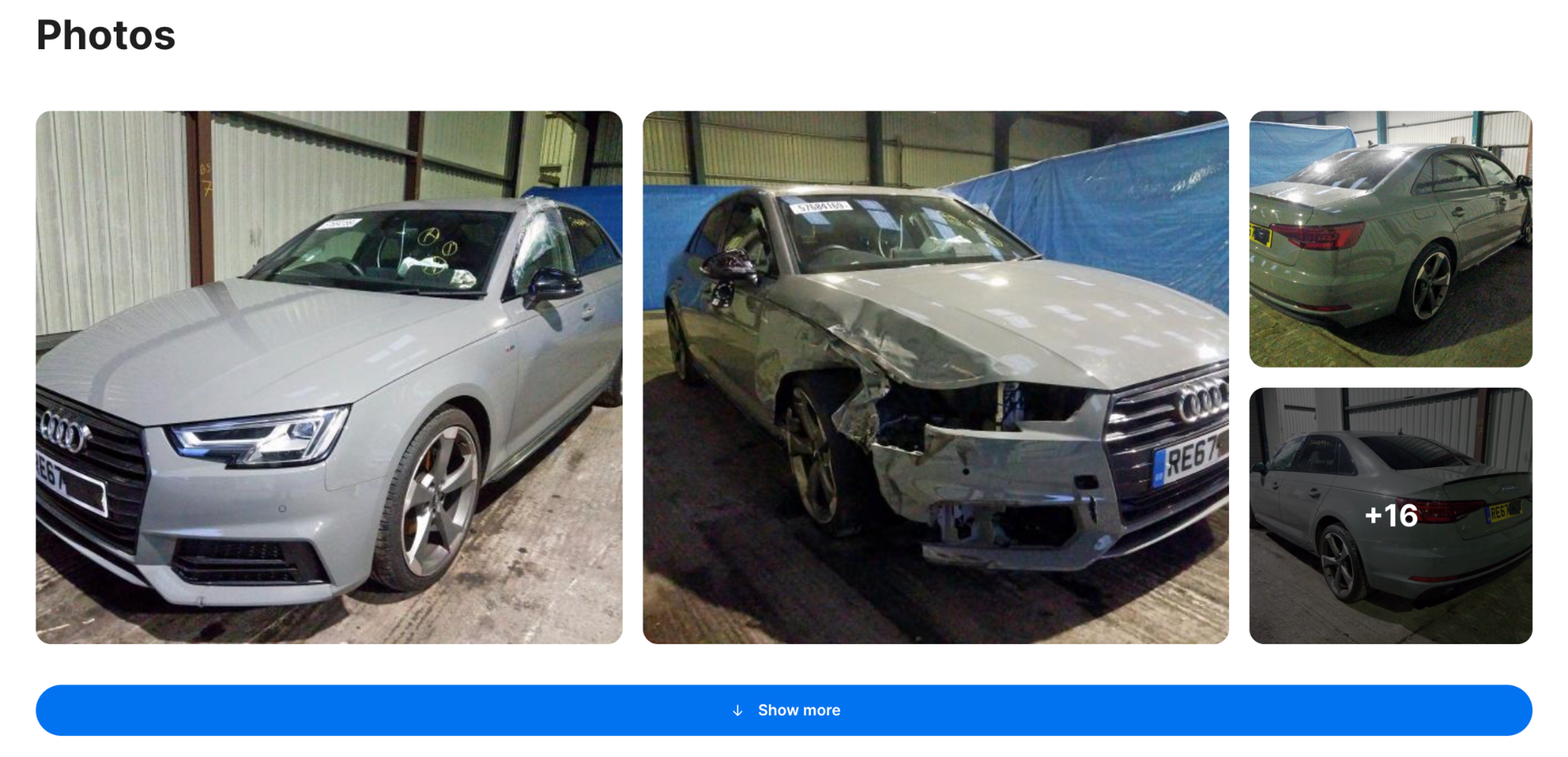 damaged car in carVertical report