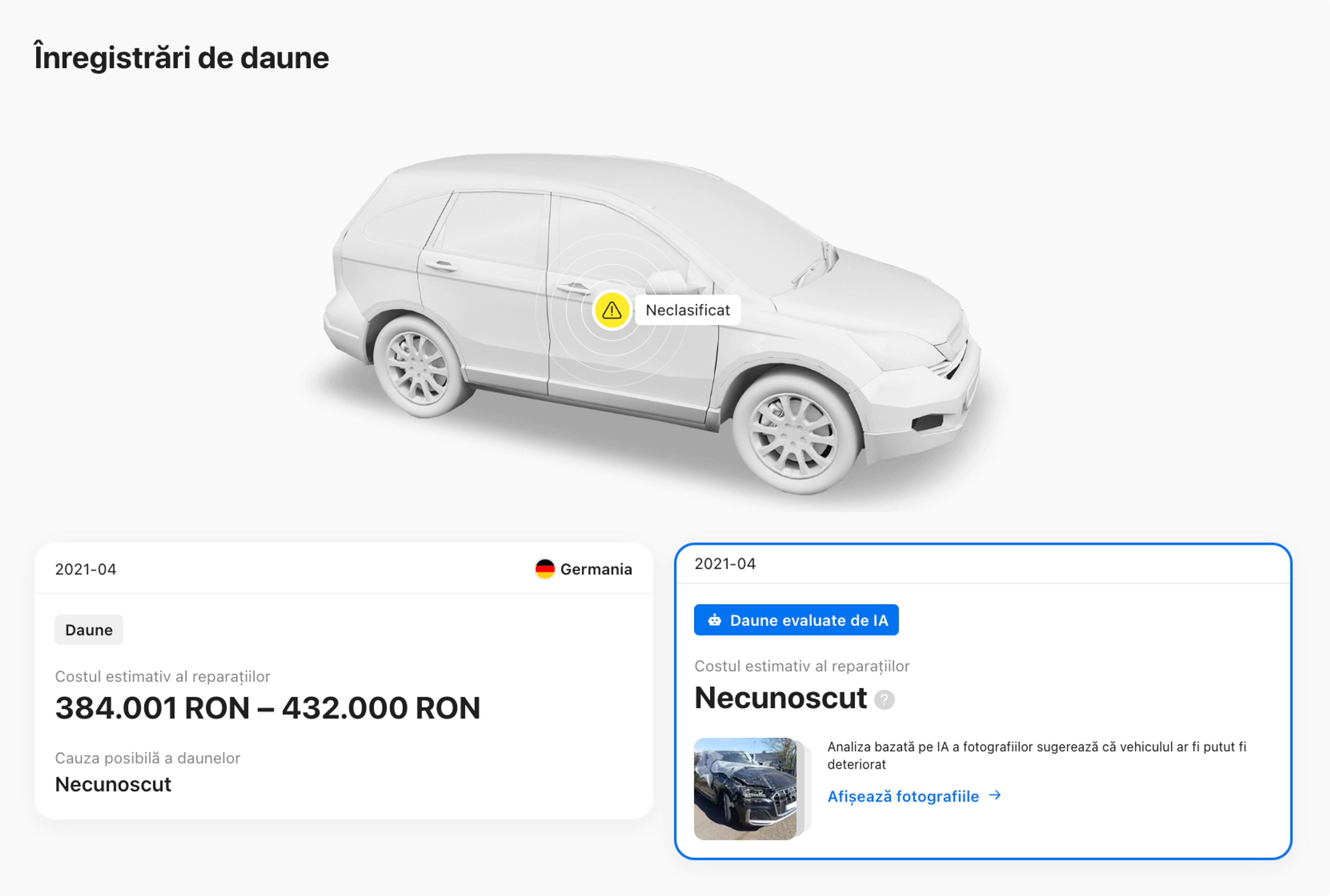 AI a detectat daune din fotografiile vehiculului