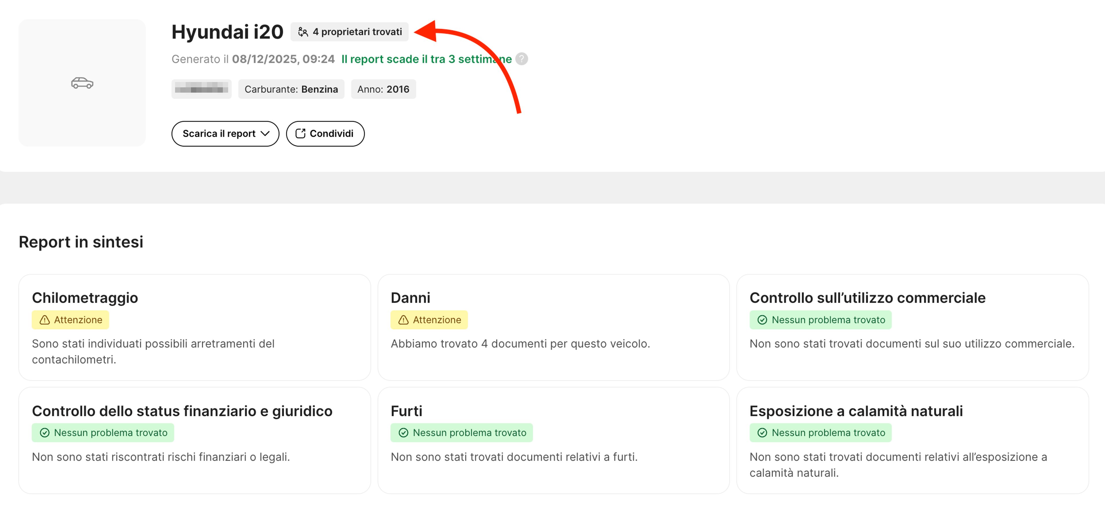 Numero di precedenti proprietari del veicolo