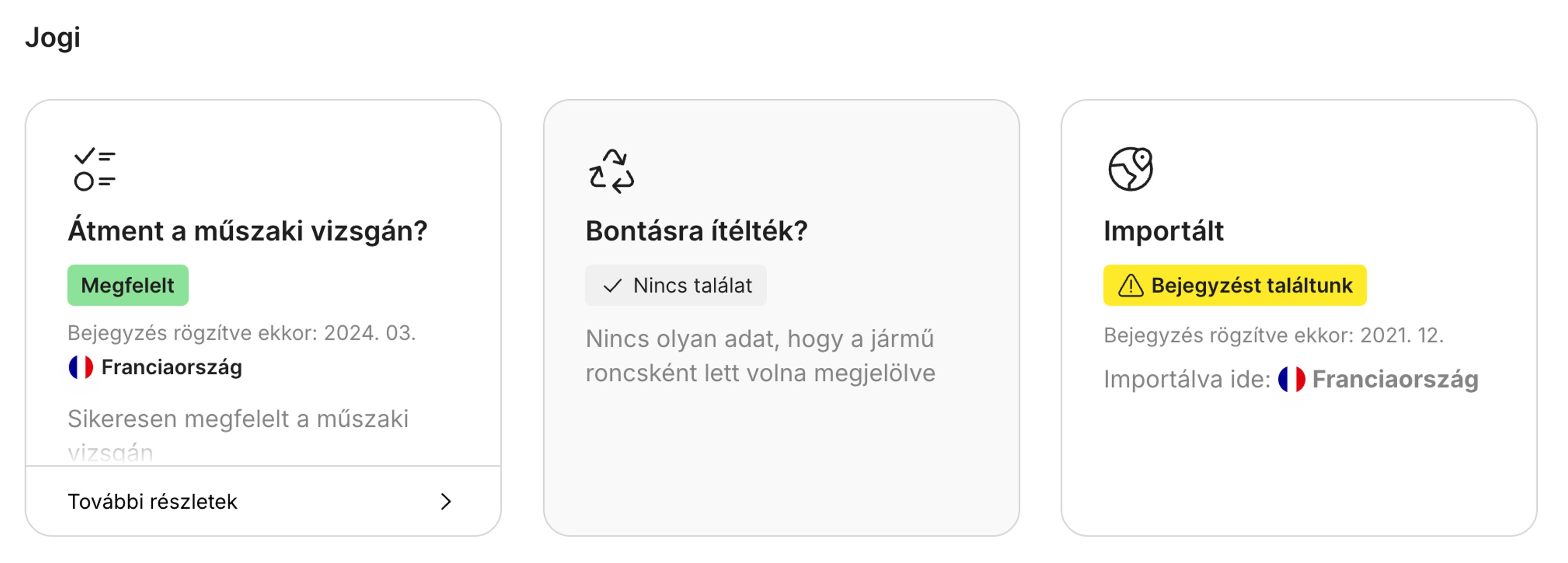 Import adatok találhatók a carVertical jelentésben