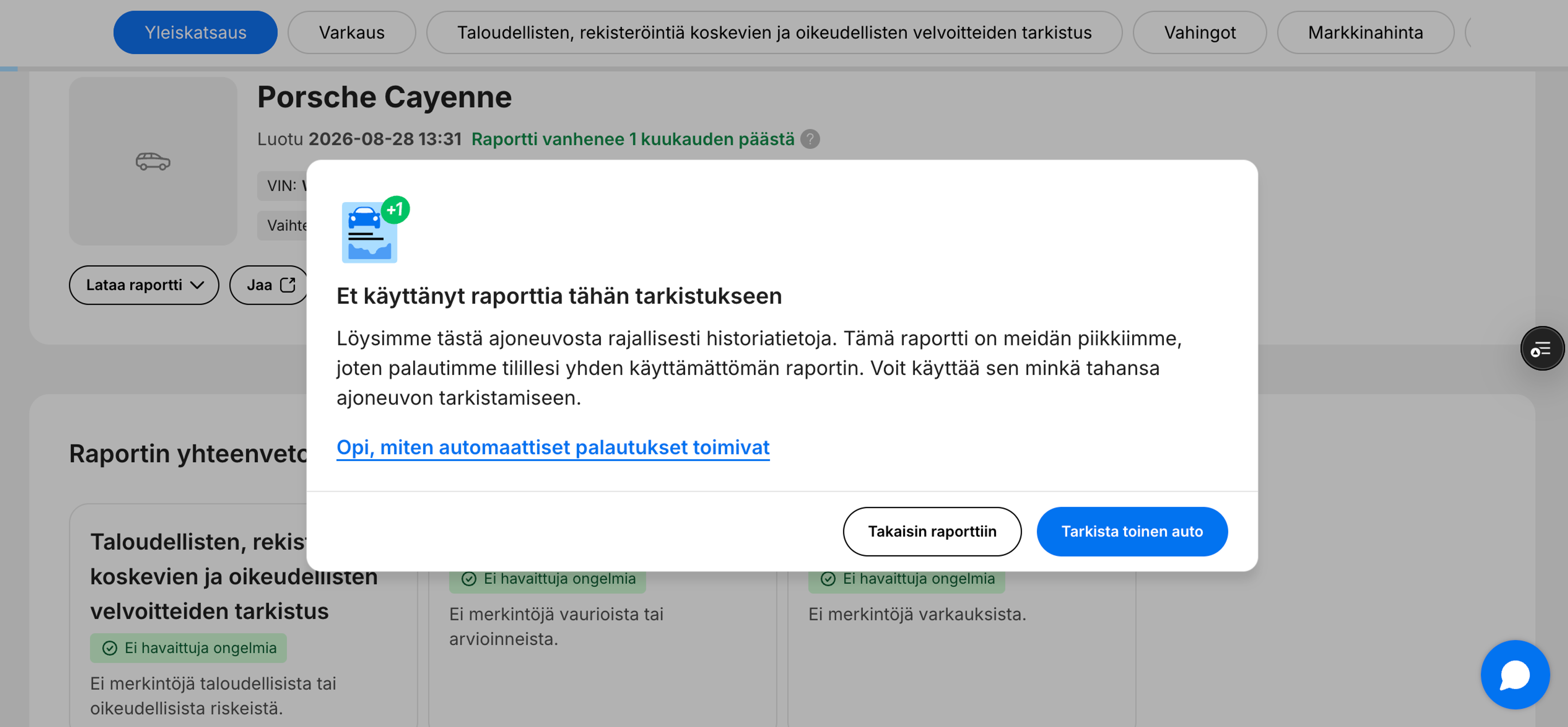 raportti, jossa ei ole todisteita