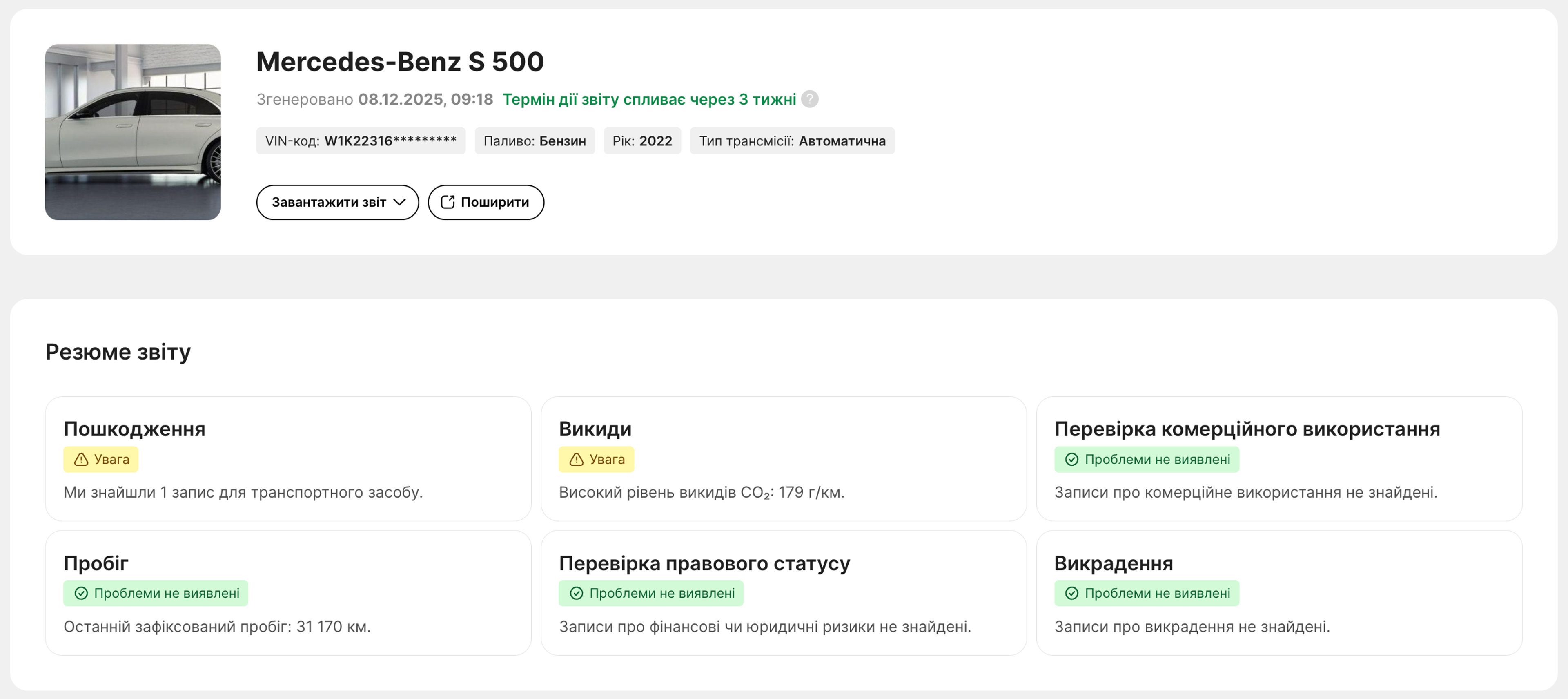 Розділ «Резюме» у звіті