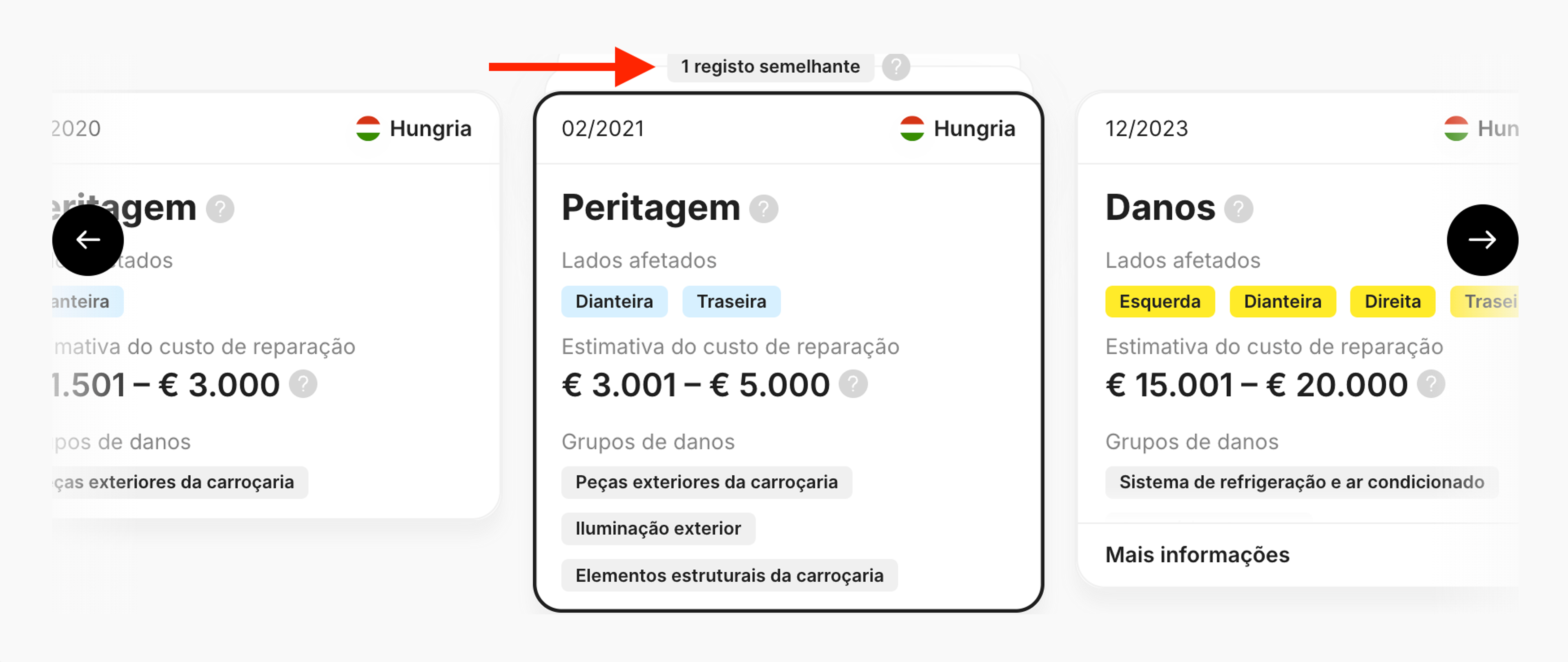 Registos semelhantes na secção “Danos”