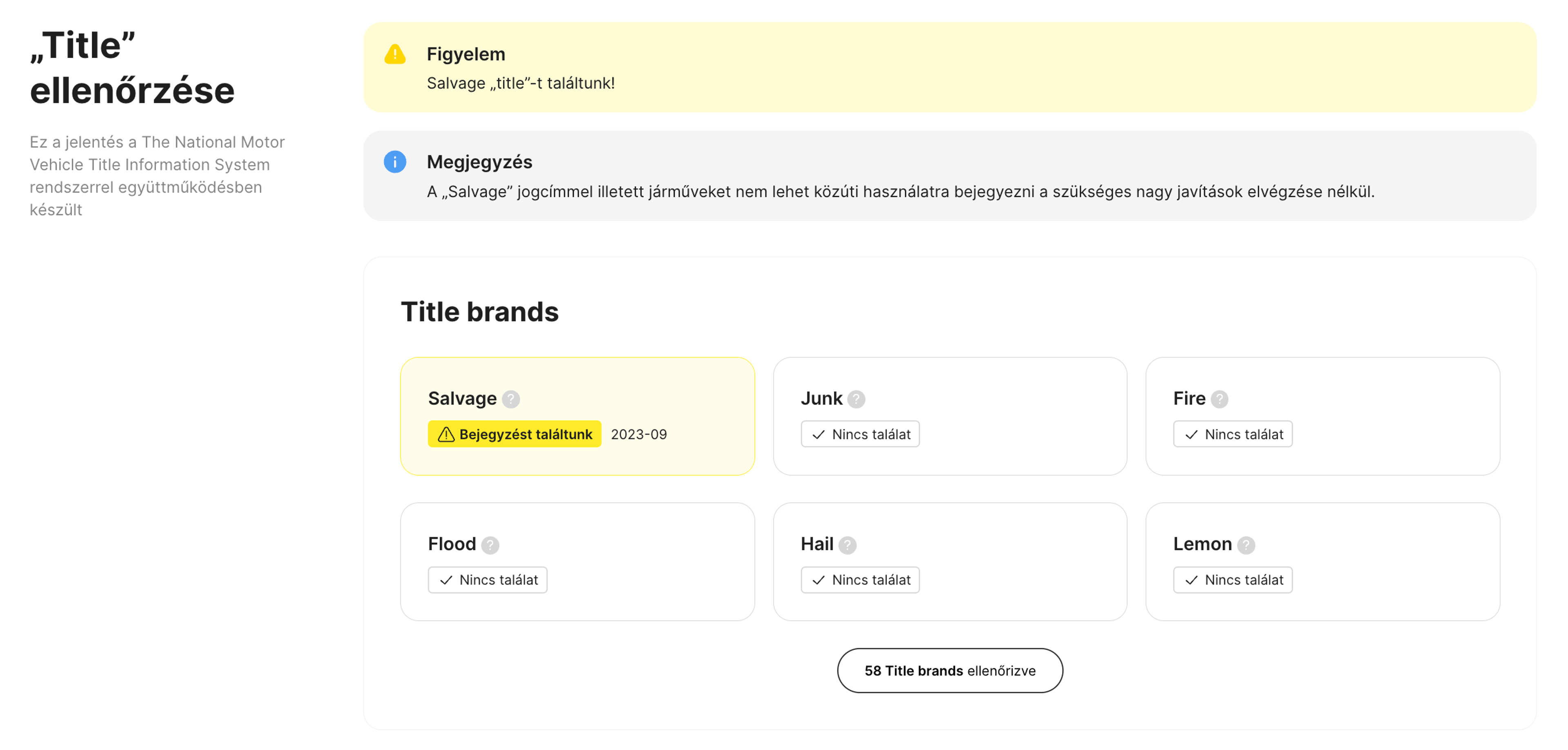 mentési cím egy carVertical jelentésben található