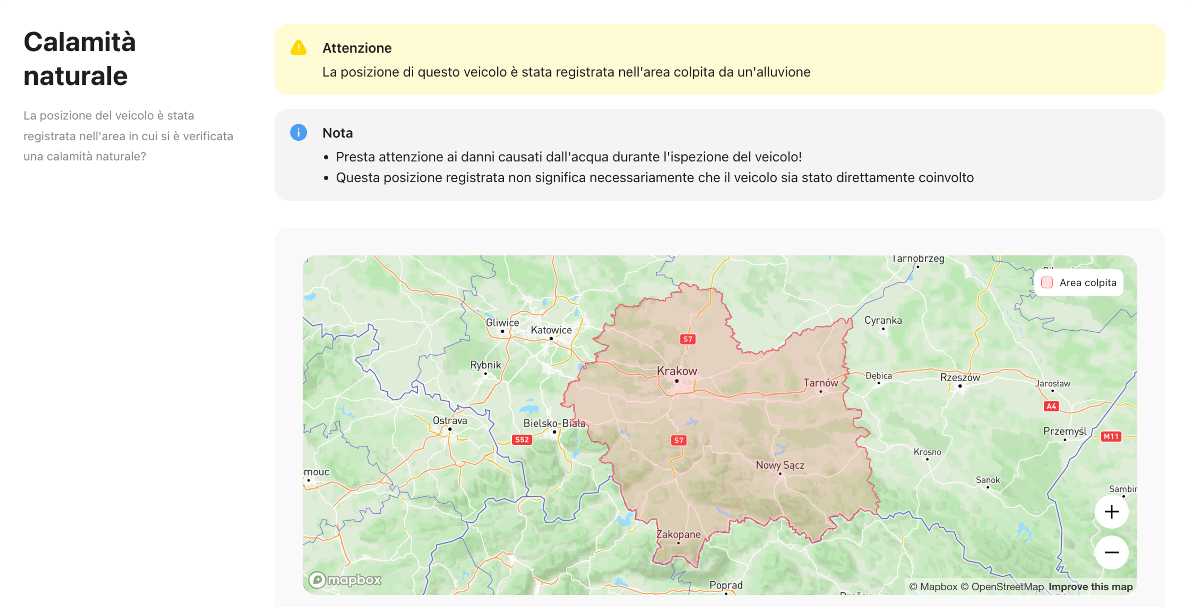 Record di inondazioni trovato nel rapporto sullo storico del veicolo carVertical