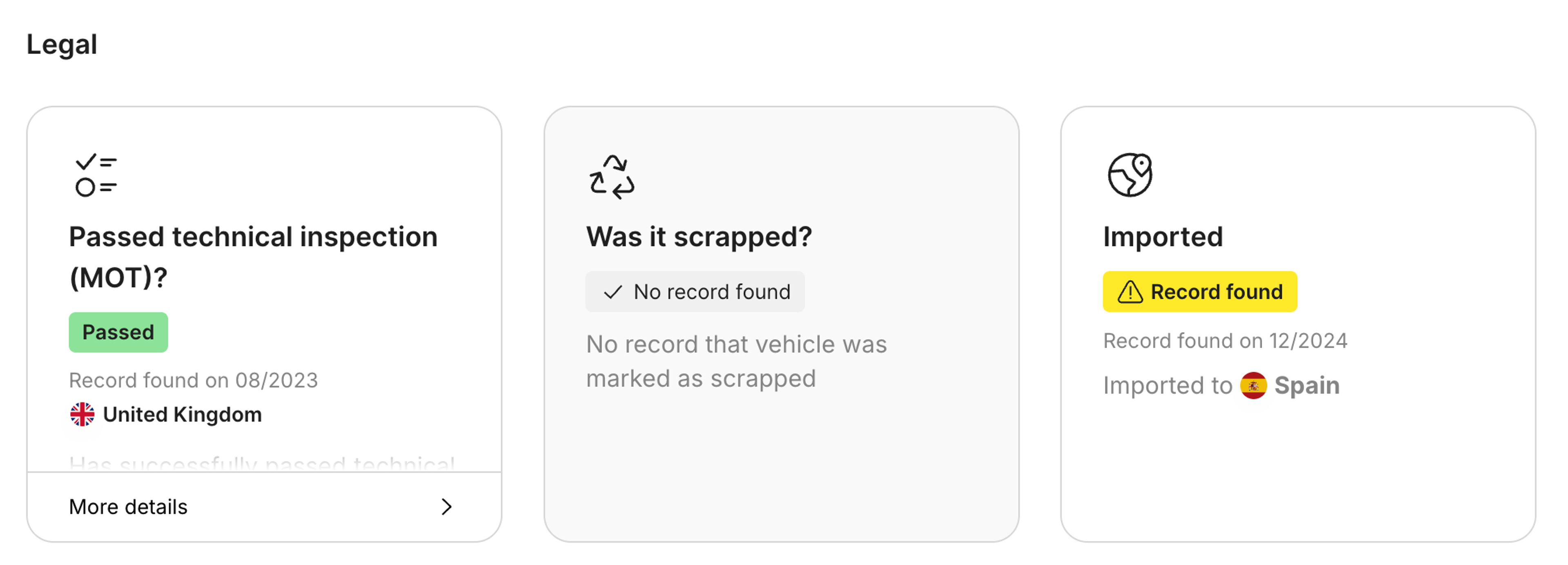 import records found in carVertical report