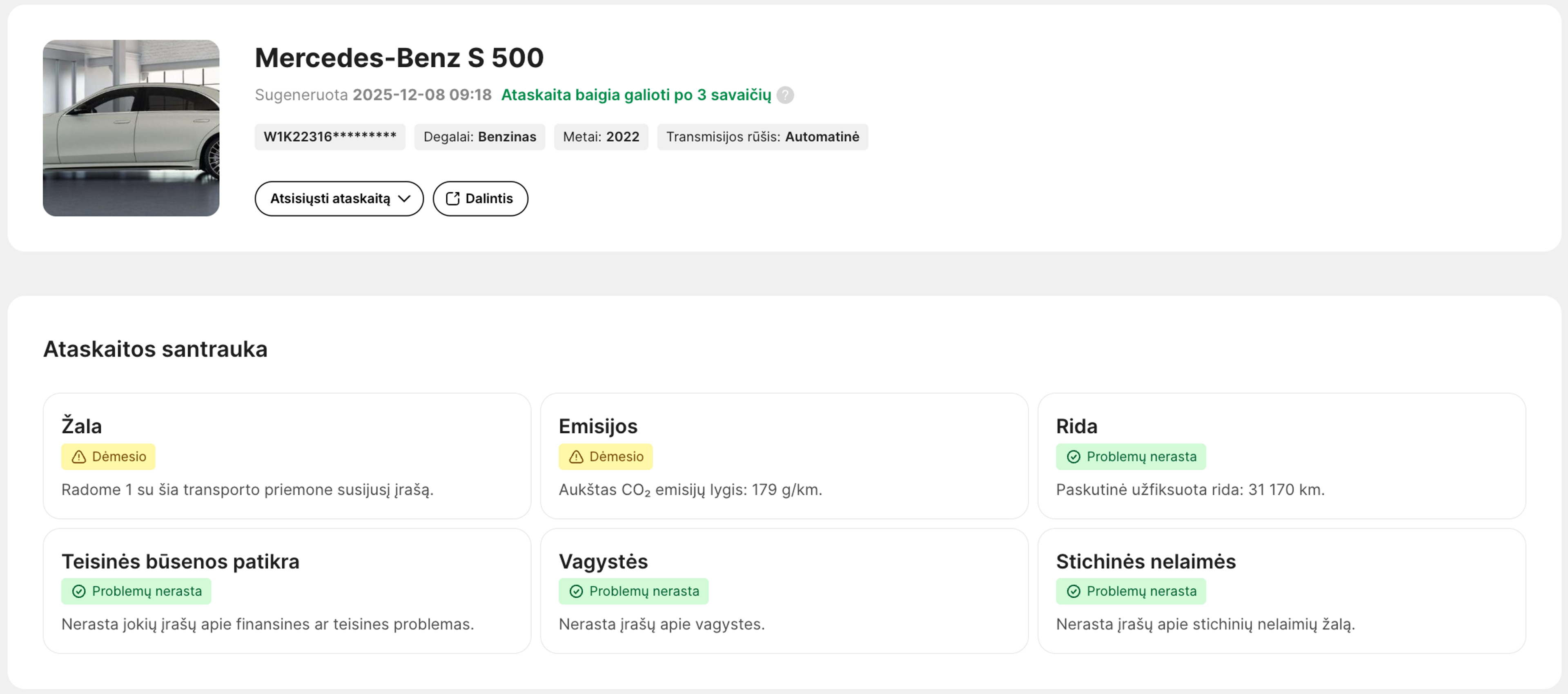 Ataskaitos santraukos skiltis