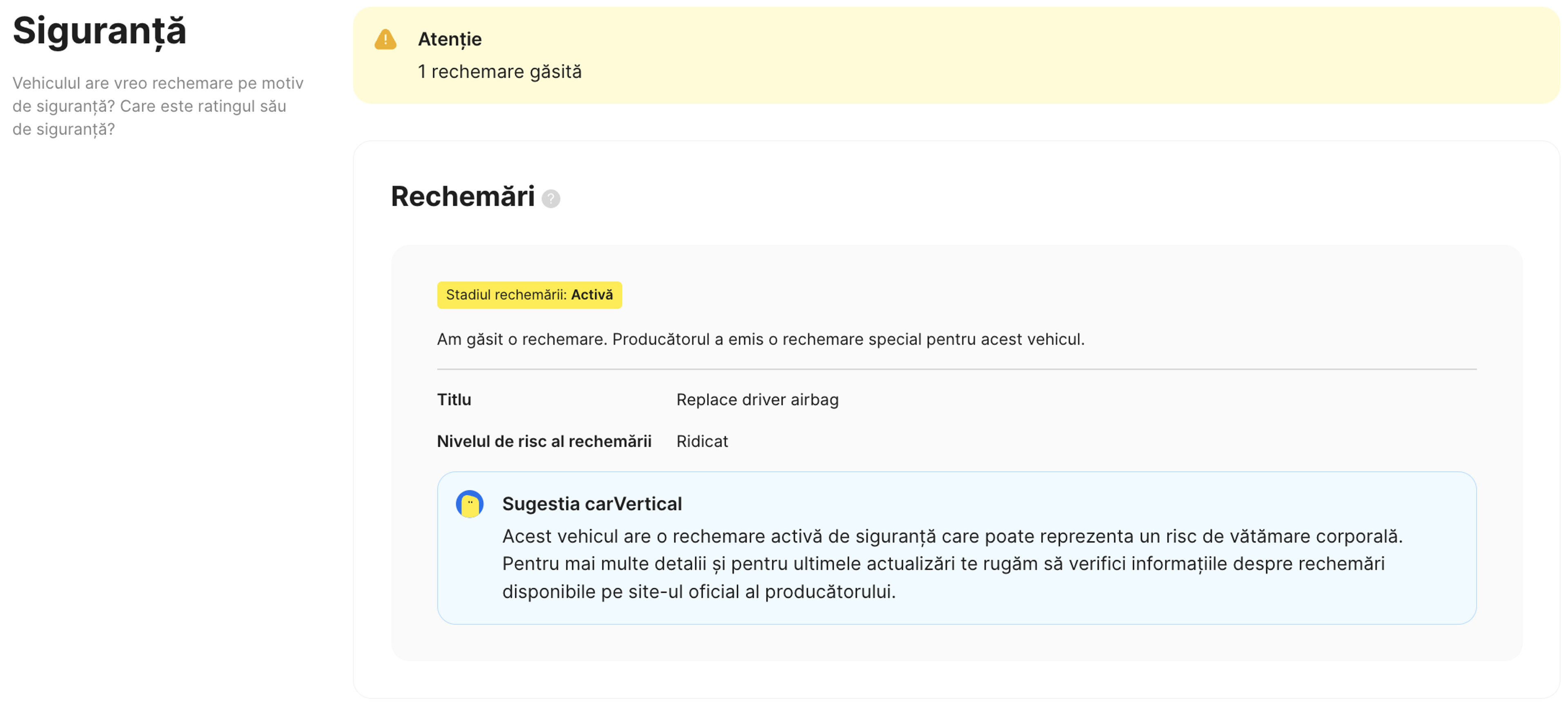 Secțiunea Siguranță