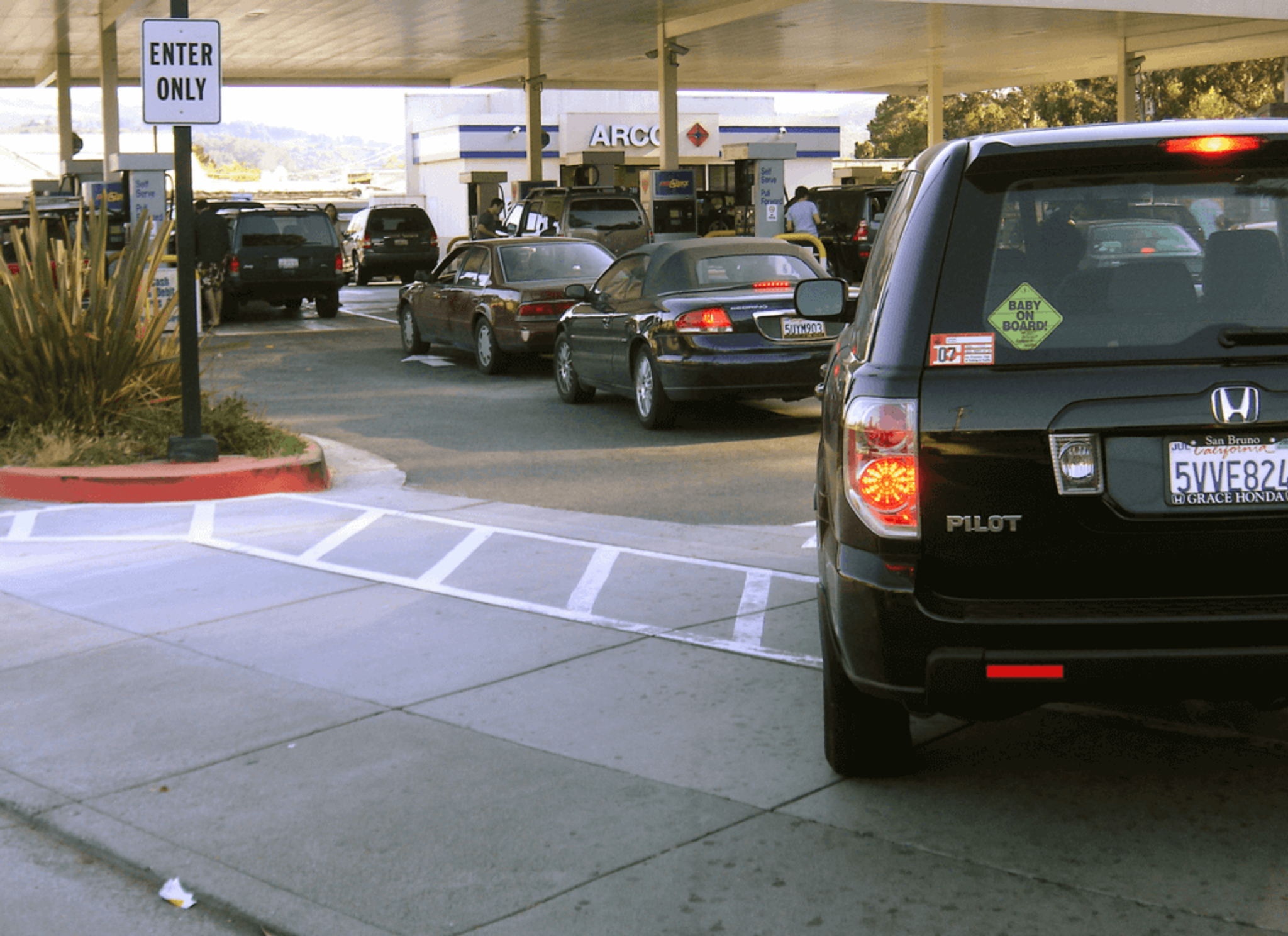 Gas station tire pressure check