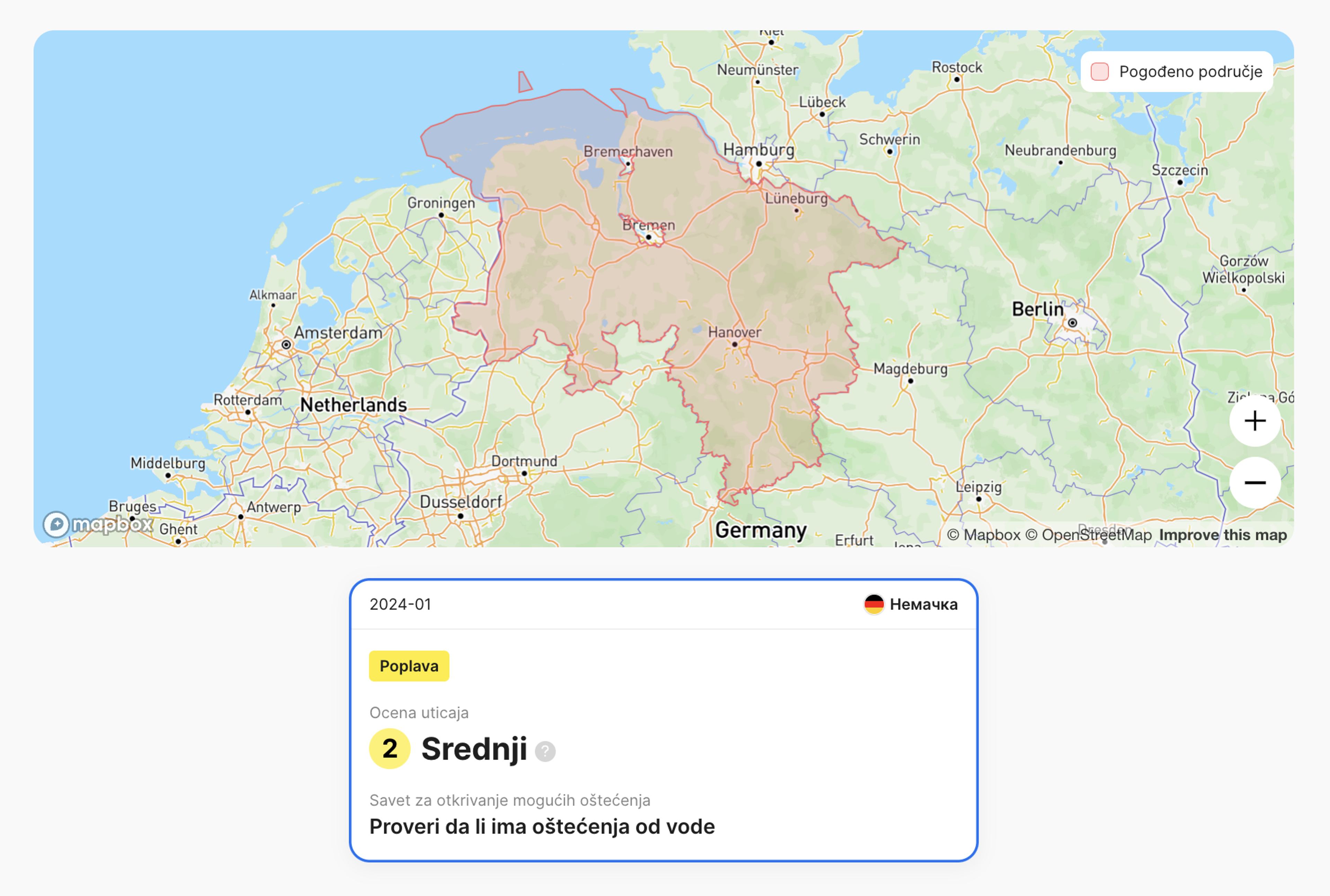 šteta od poplava otkrivena u carVertical izveštaju