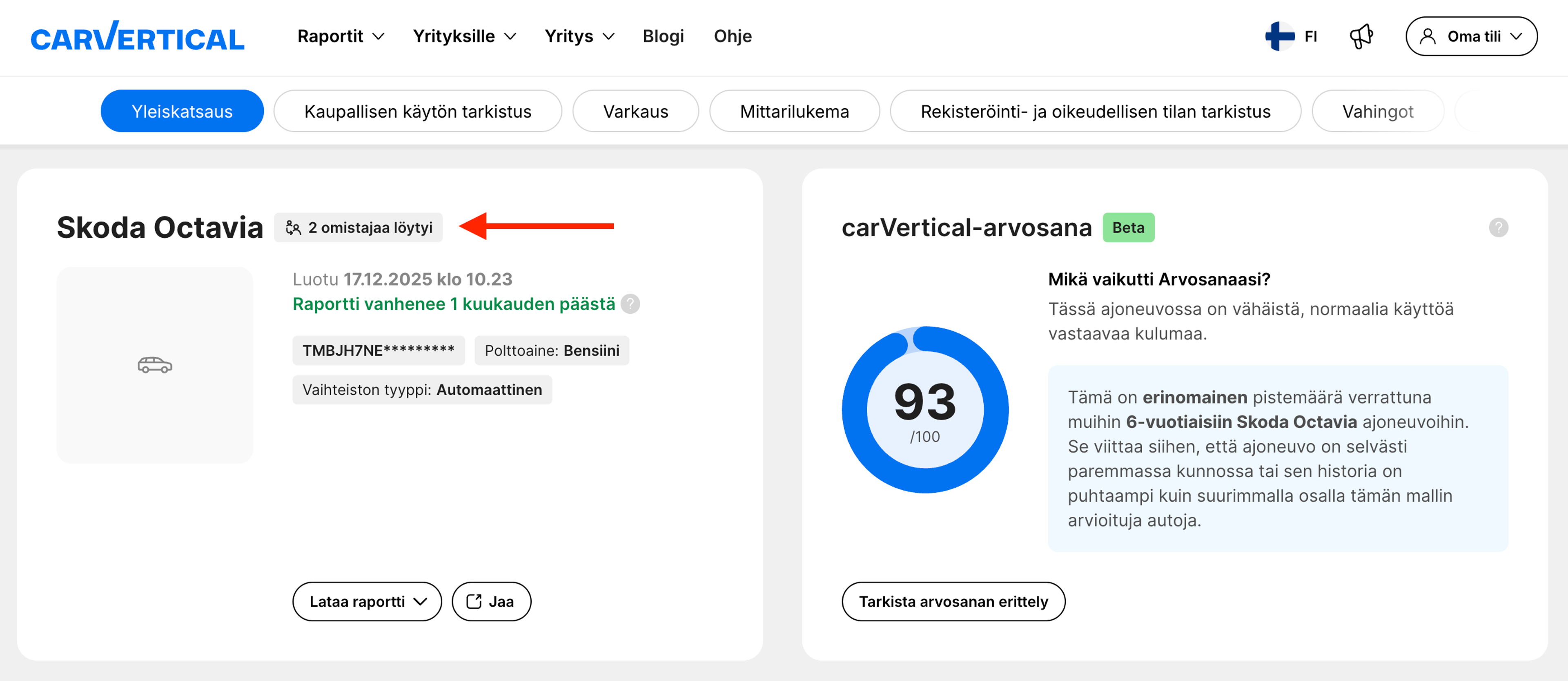 Ajoneuvon omistajien lukumäärä