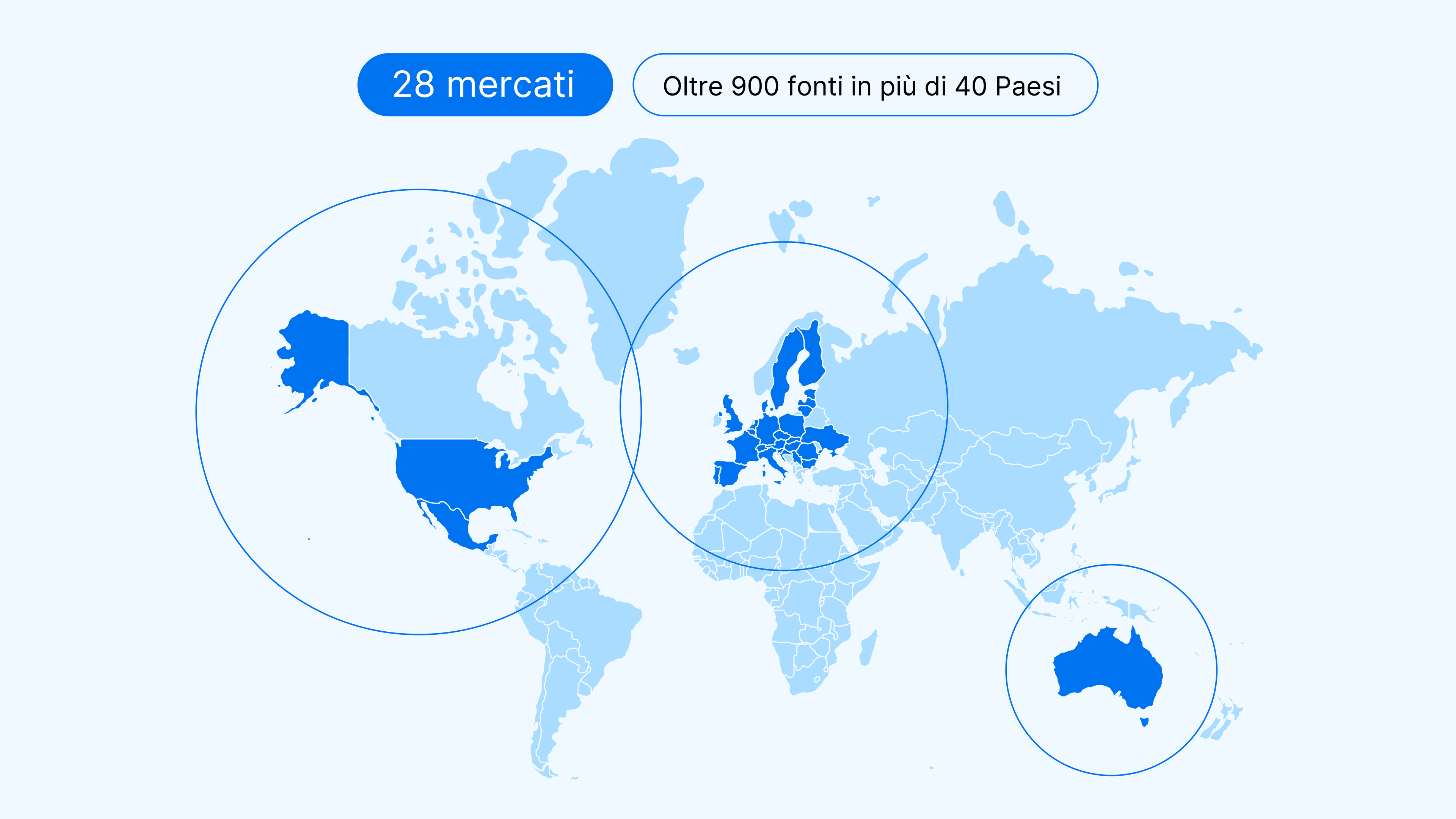 Mercati, fonti dati, paesi dati, immagine mappa