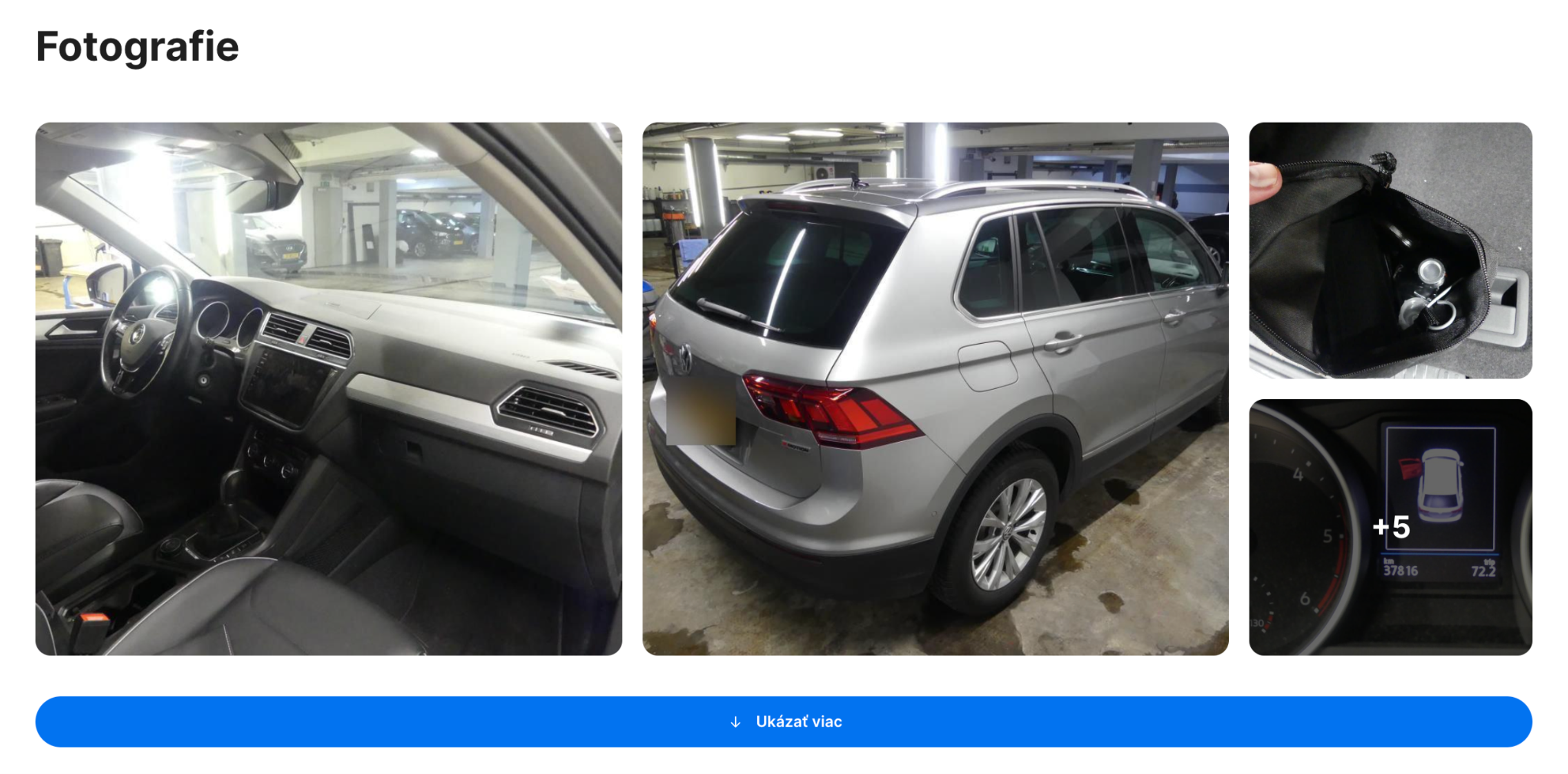 Sekcia fotografií v správe carVertical