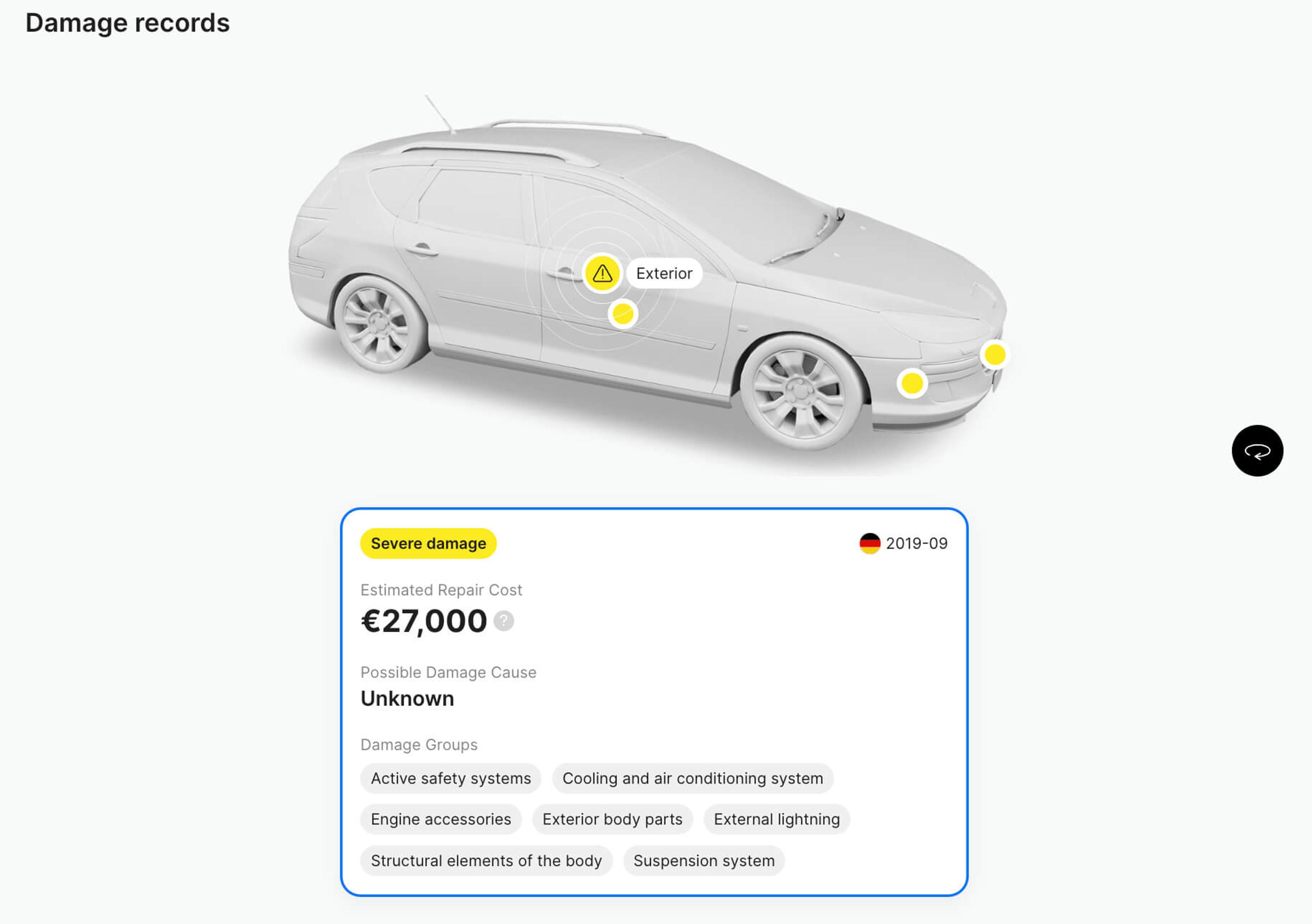 Severe car damage report