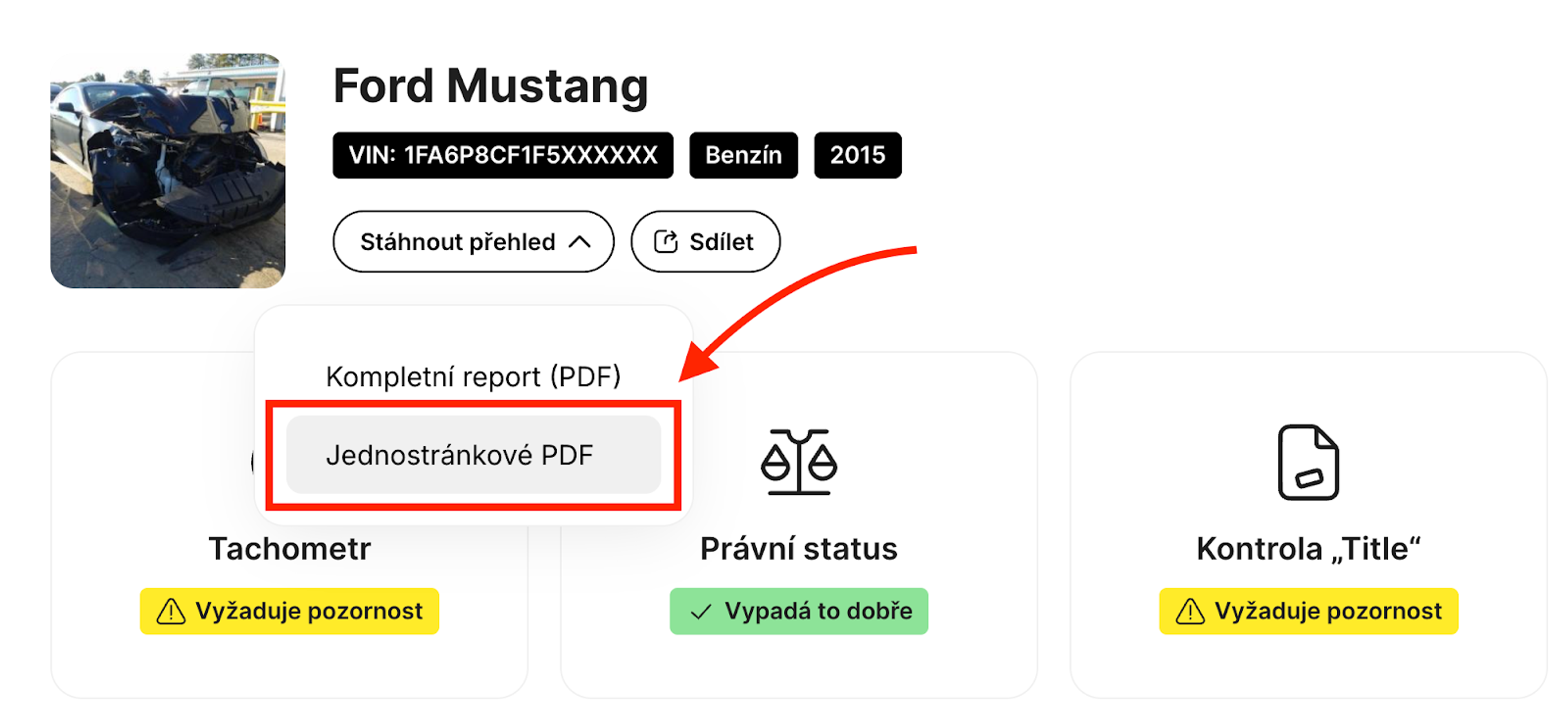Jak stáhnout jednostránkovou PDF verzi přehledu