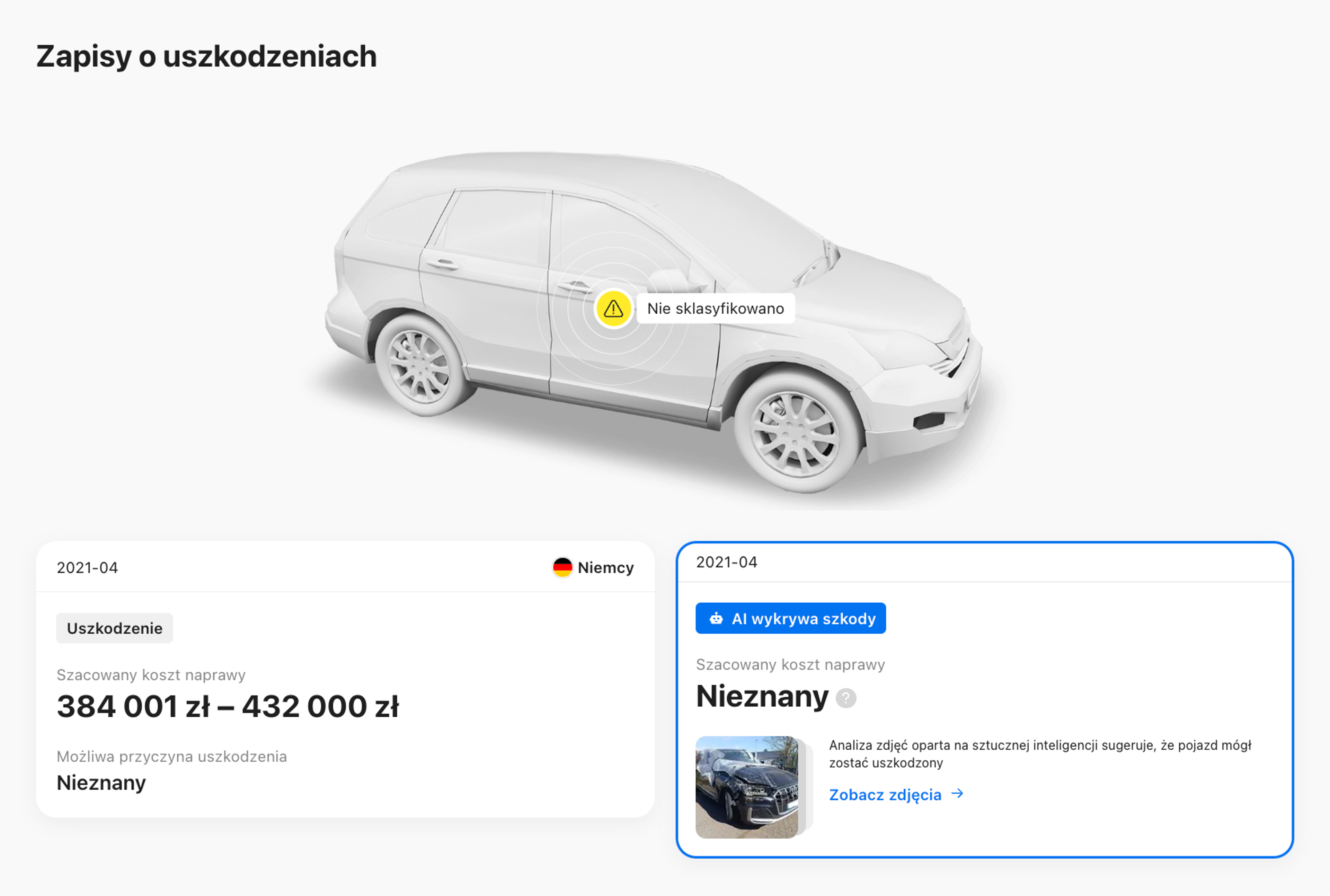 Sztuczna inteligencja wykryła uszkodzenia na podstawie zdjęć pojazdów