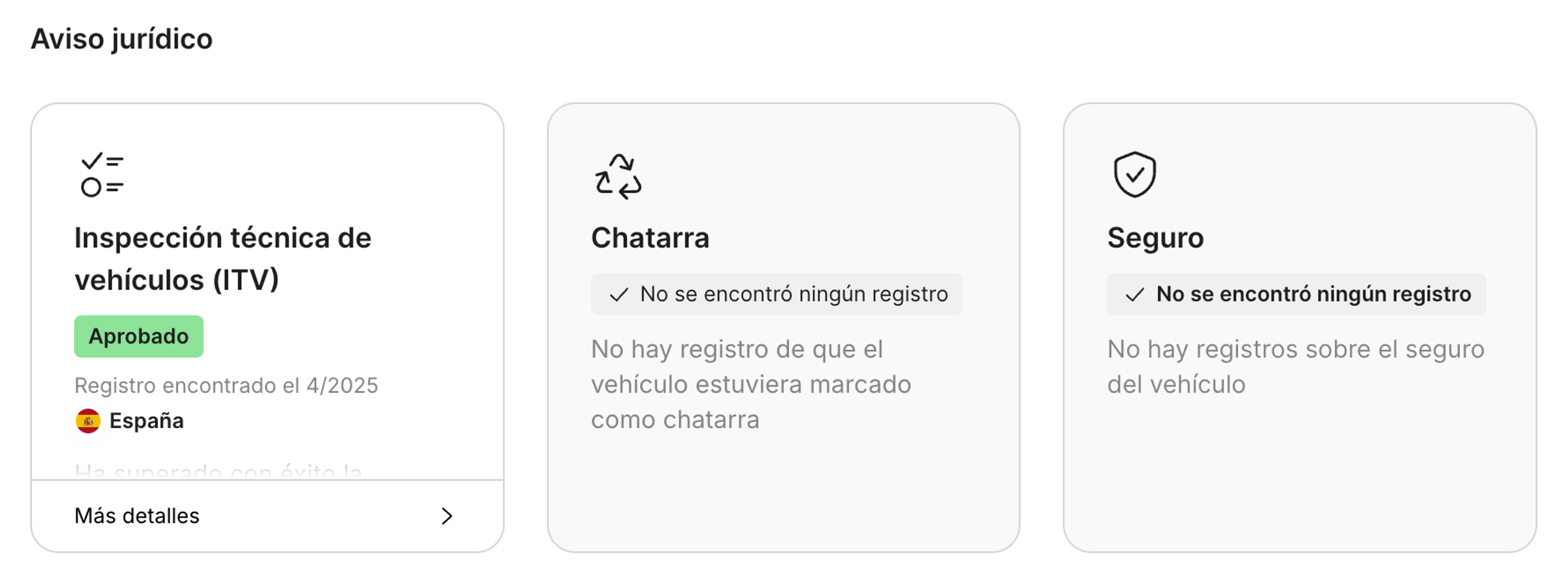 información detallada el vehículo