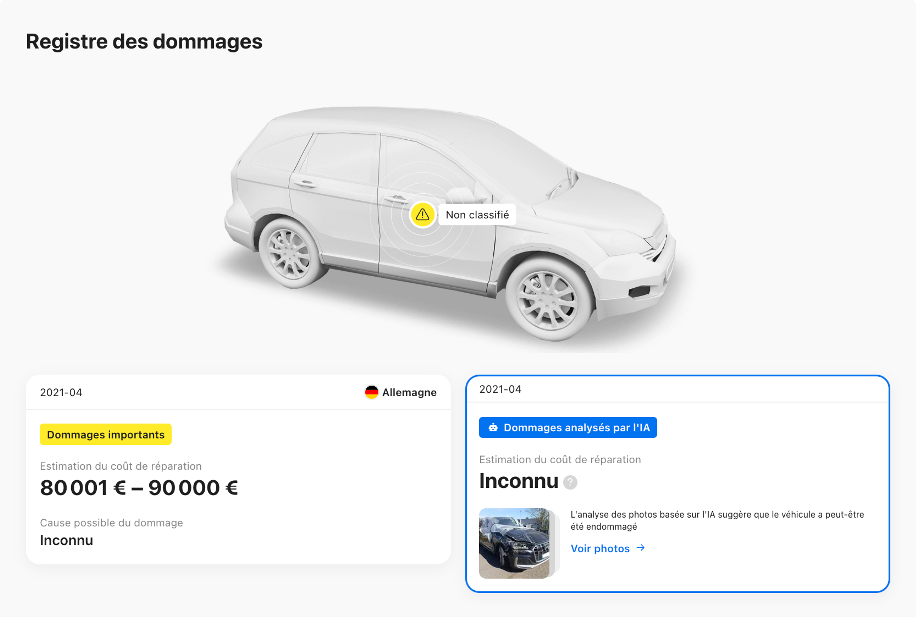 L'IA a détecté des dommages à partir des photos du véhicule