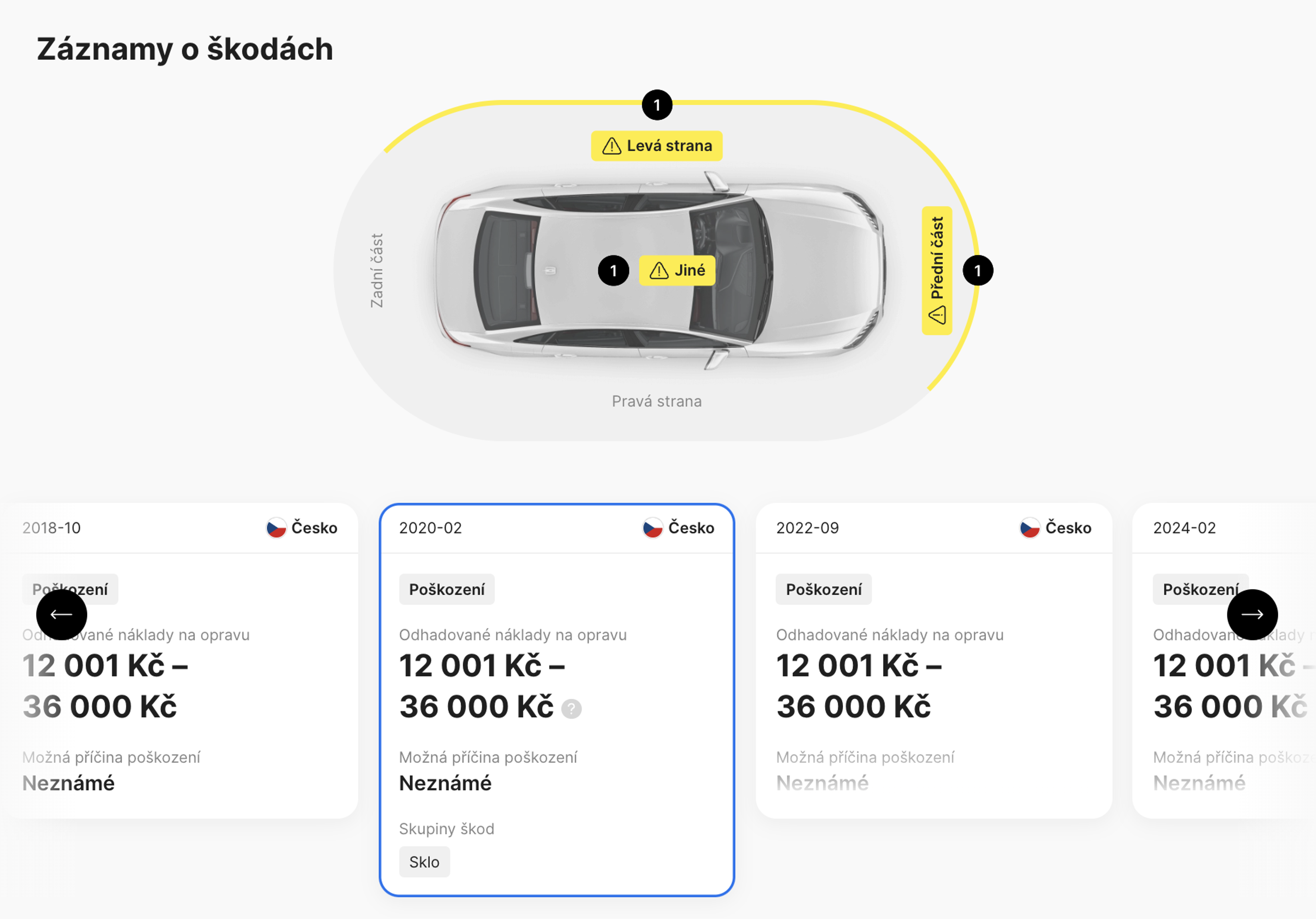 Záznamy o škodách