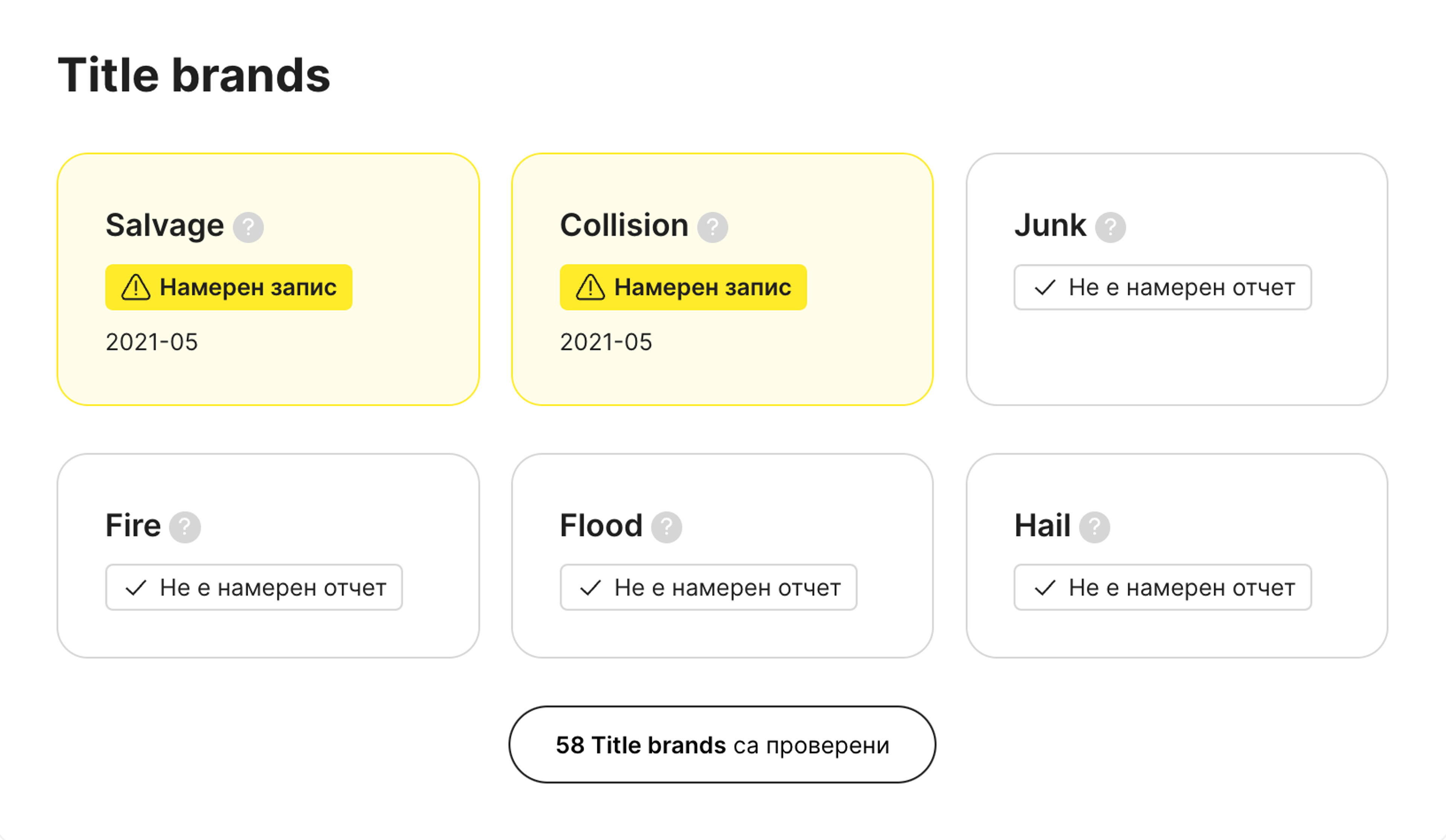 запазено заглавие, намерено в отчет на carVertical
