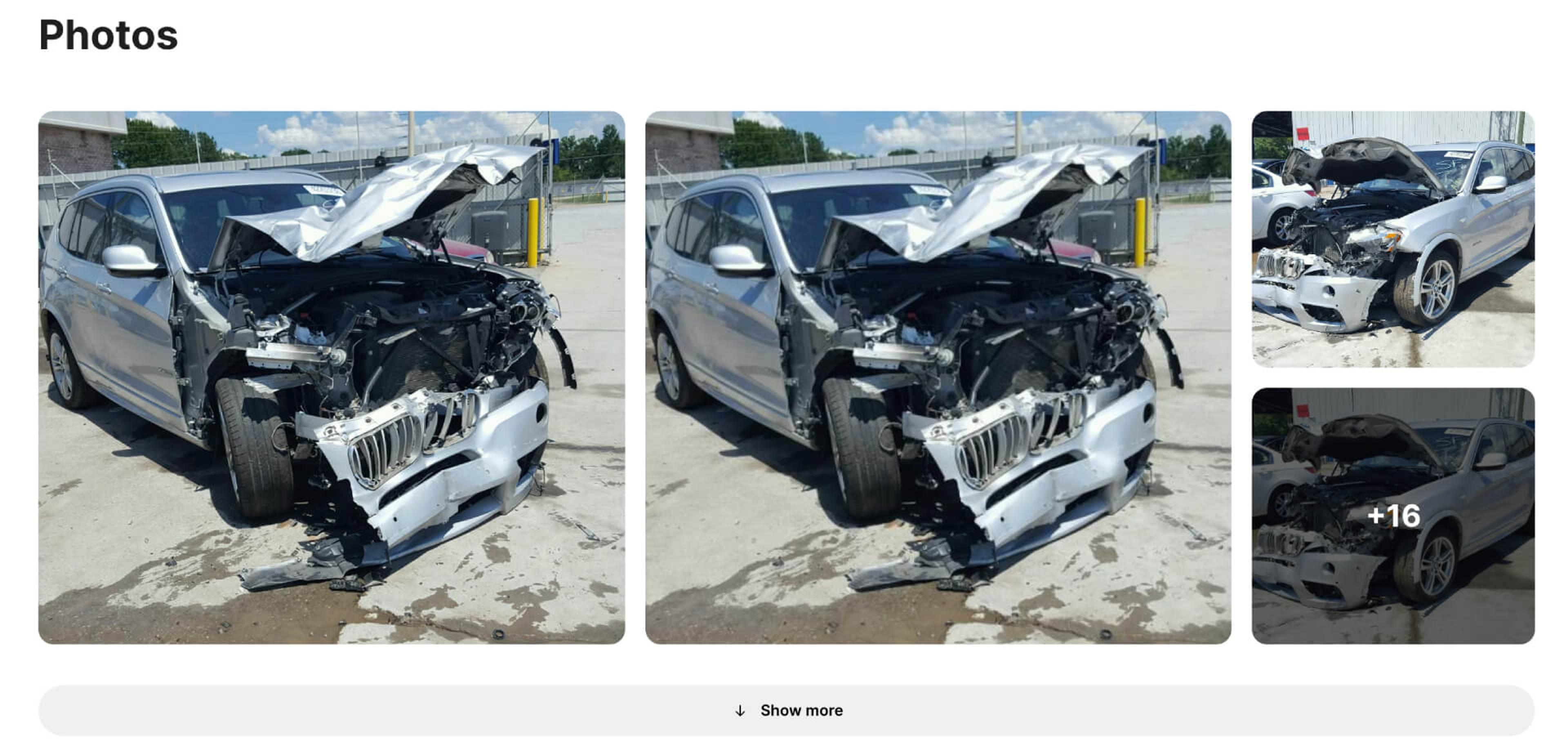 BMW photos after accident found in carVertical report