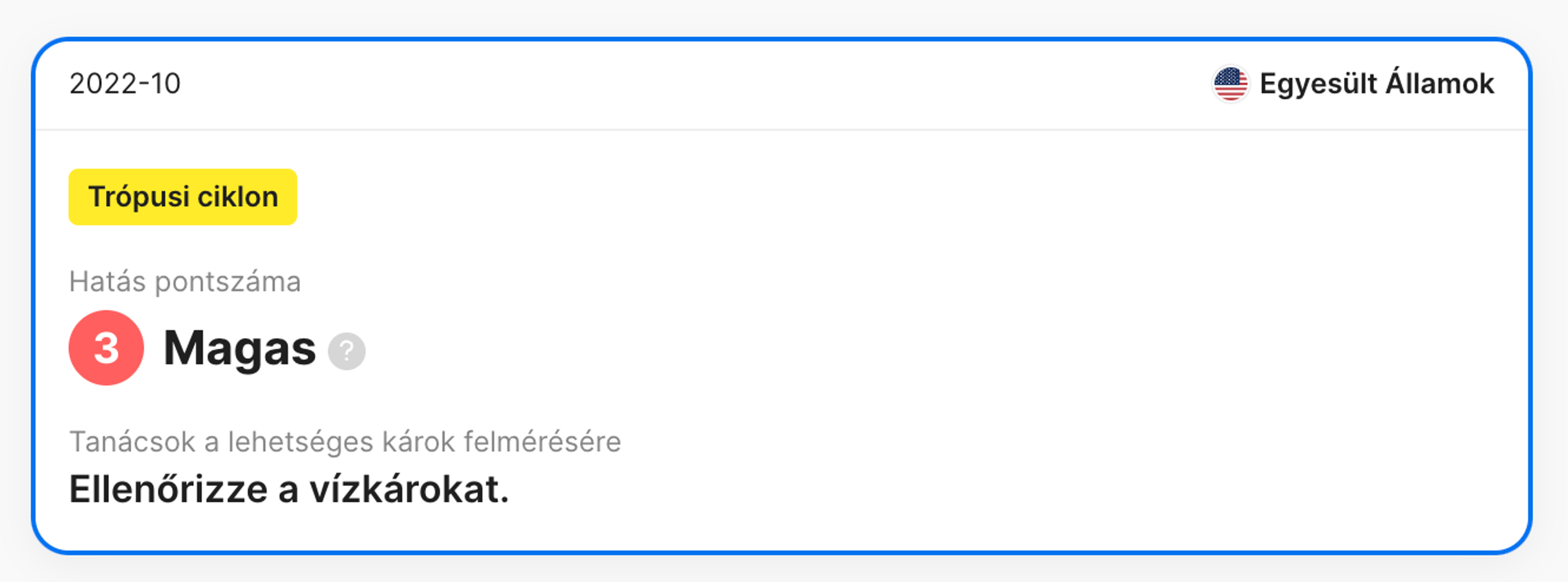 katasztrófa információ észlelve a carVertical jelentésben