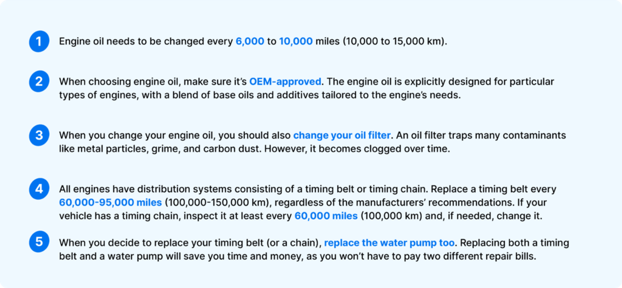 List of how to make your engine more reliable.