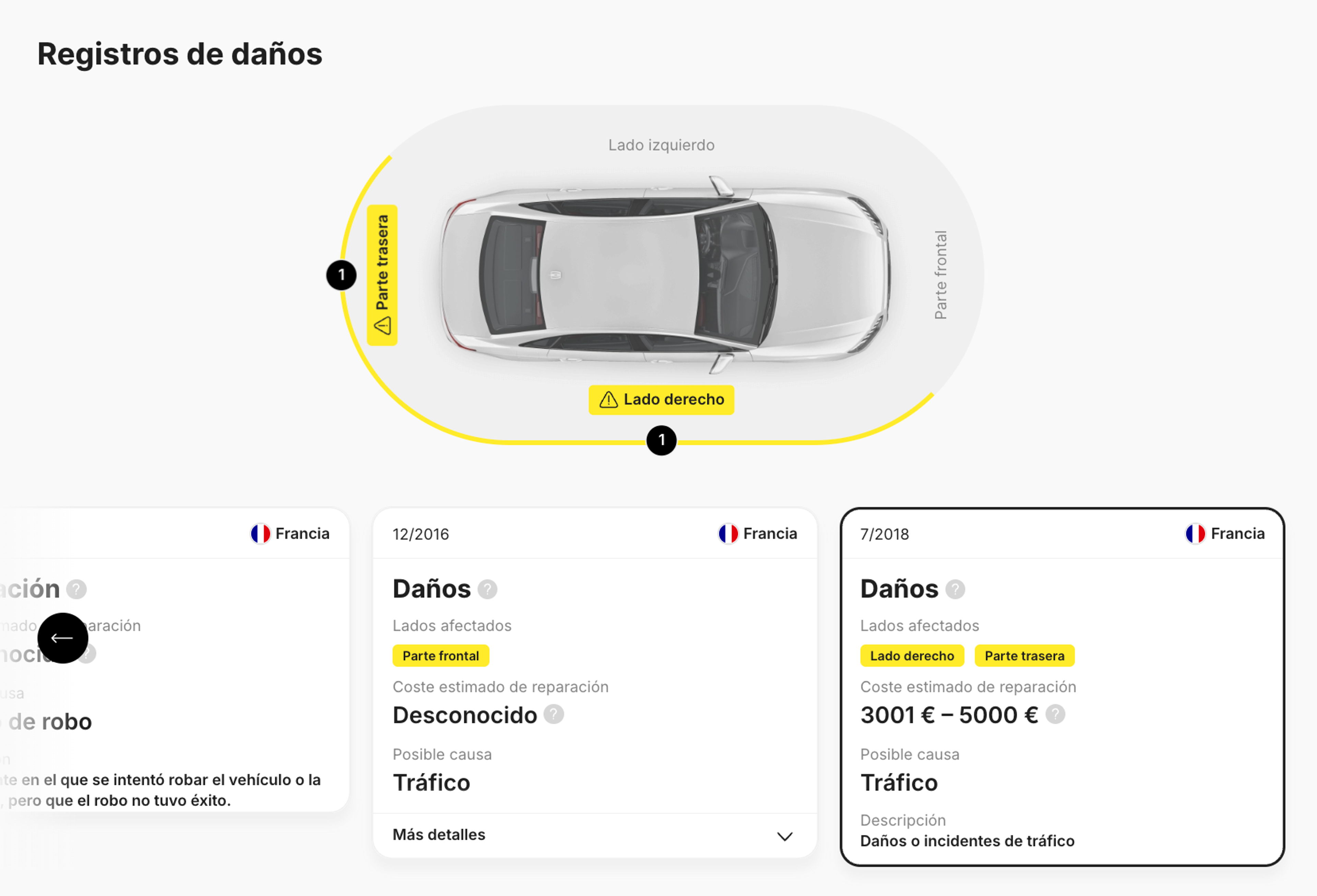 Registro de daños del vehículo