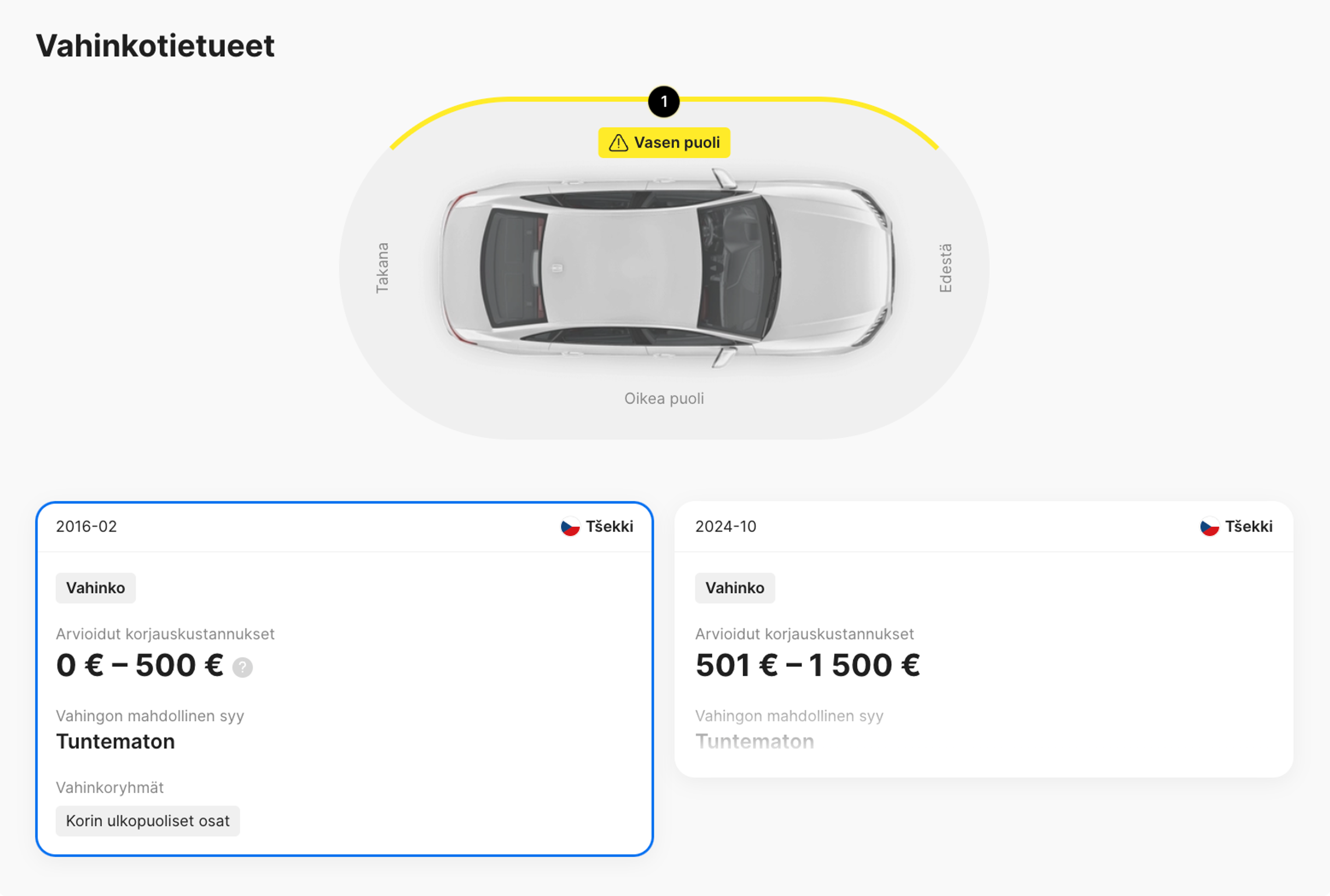 Auton onnettomuushistoria