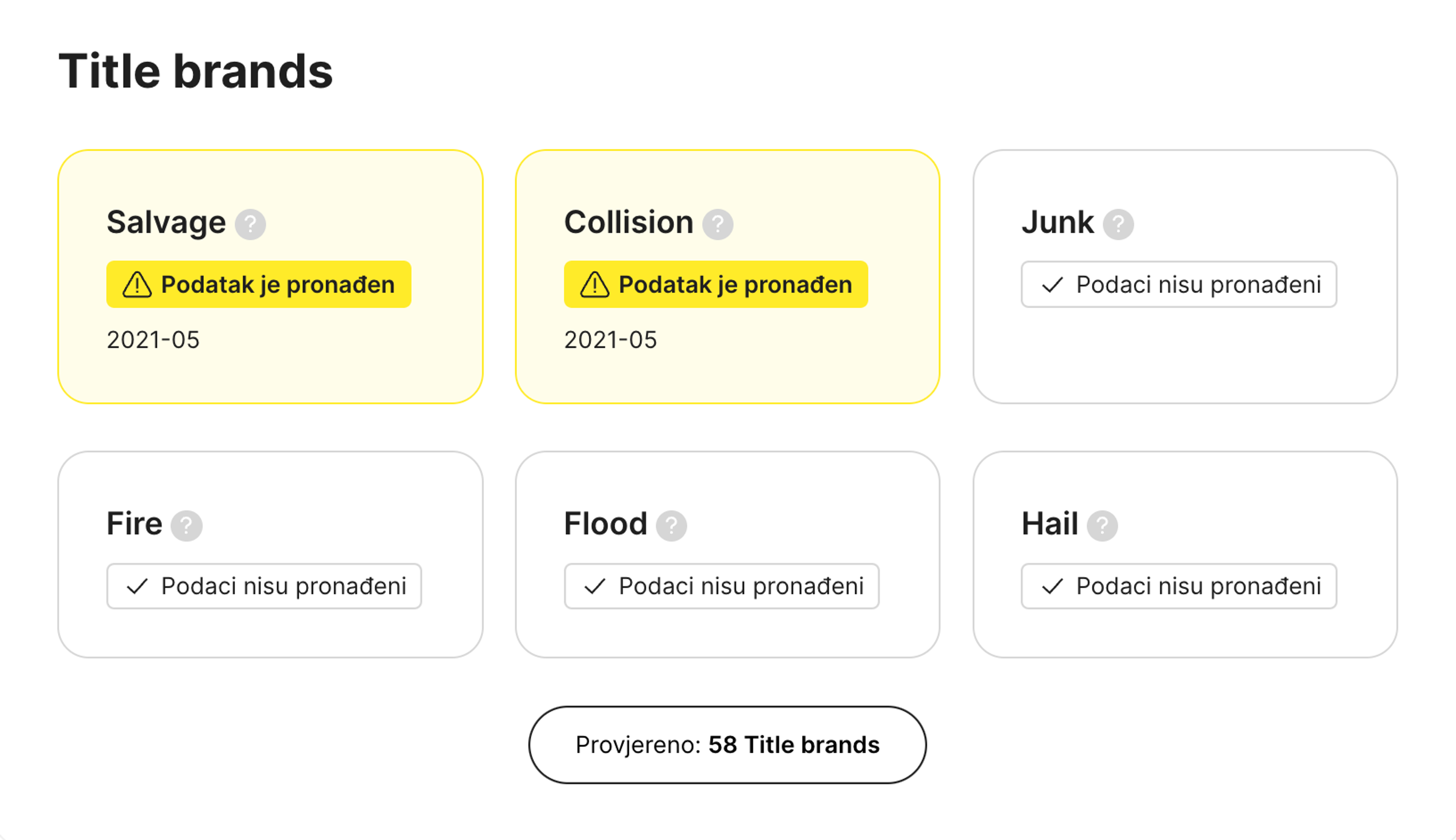 salvage title pronađen u carVertical izvješću