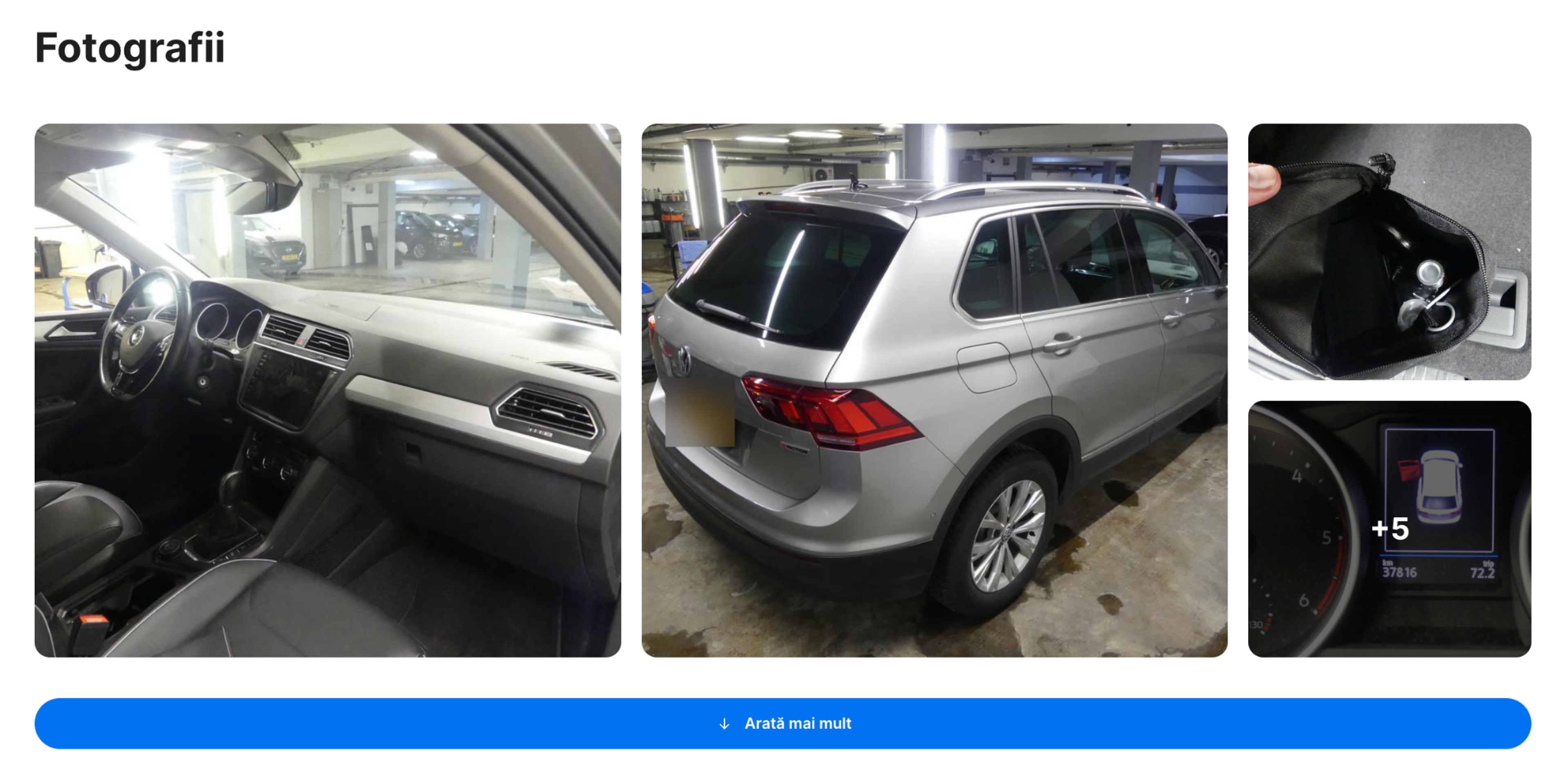 Secțiunea de fotografii în raportul carVertical