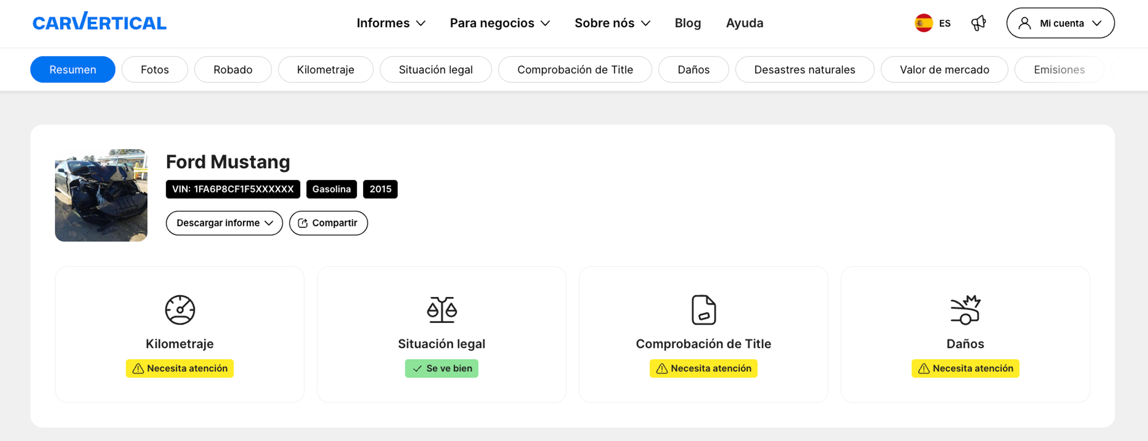 informe de muestra de carVertical